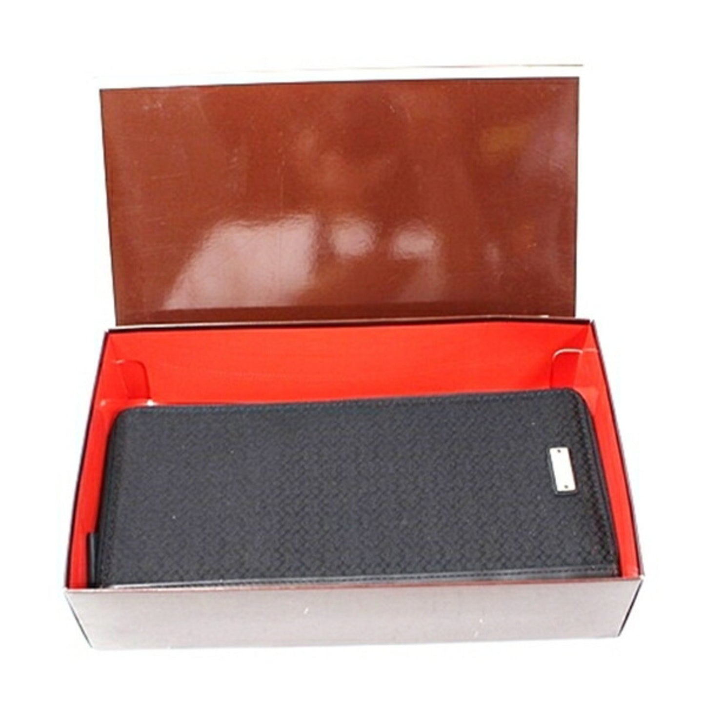 Coach Organizer Round Zip Long Wallet In Black Canvas And Leather