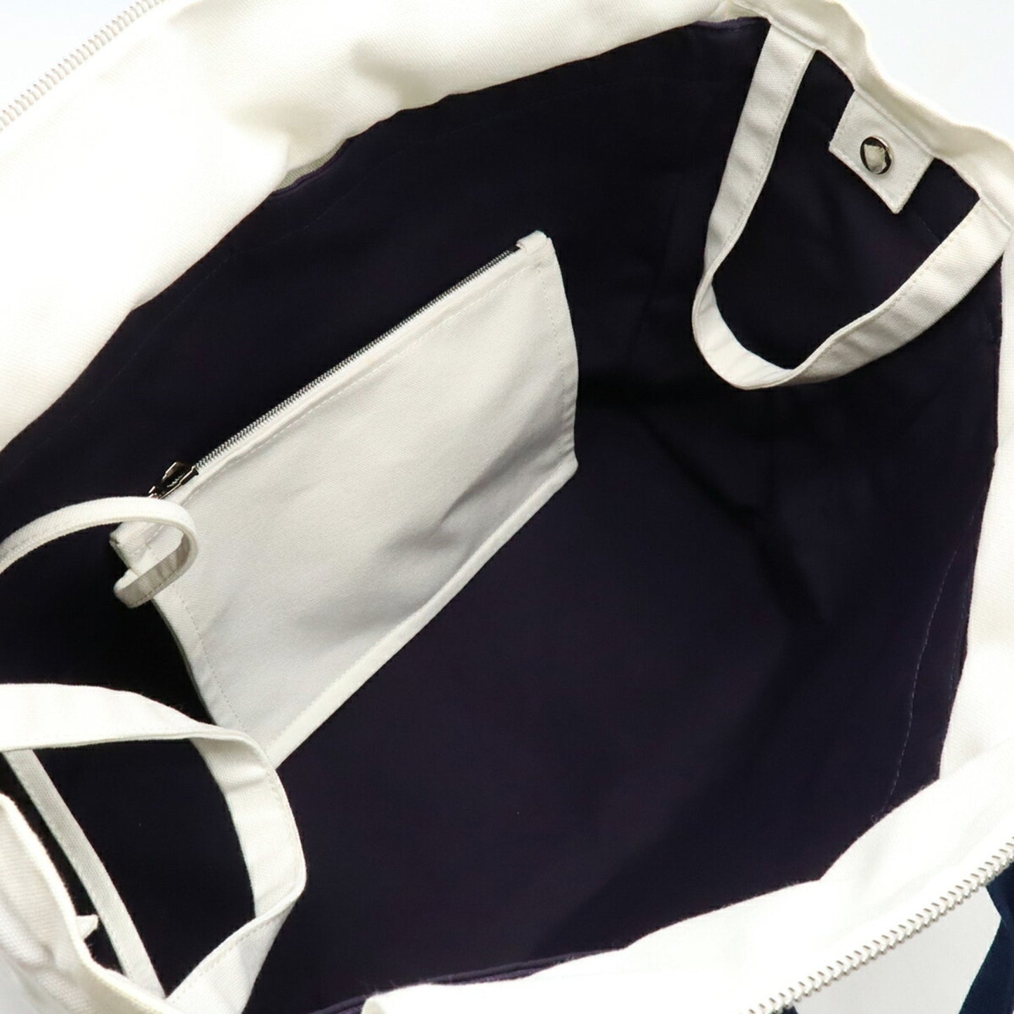 Hermes Adada Mother'S Bag Tote Horse Canvas Blue Marine Ivory Beige