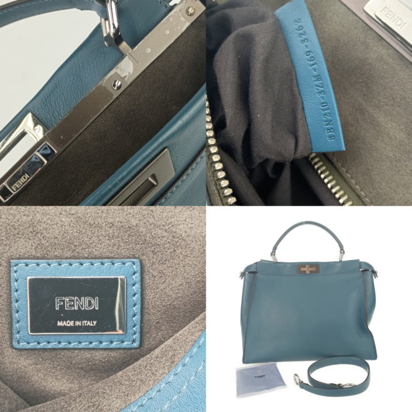 Fendi Tote Bag Peekaboo Large 8Bn210 Blue Leather