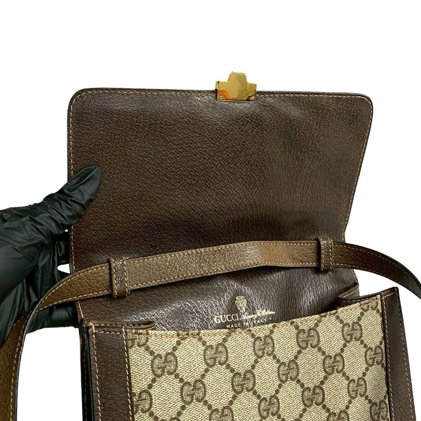 Gucci Old Gucci Sherry Line Gg Logo Hardware Leather Shoulder Bag Pochette Brown 47880