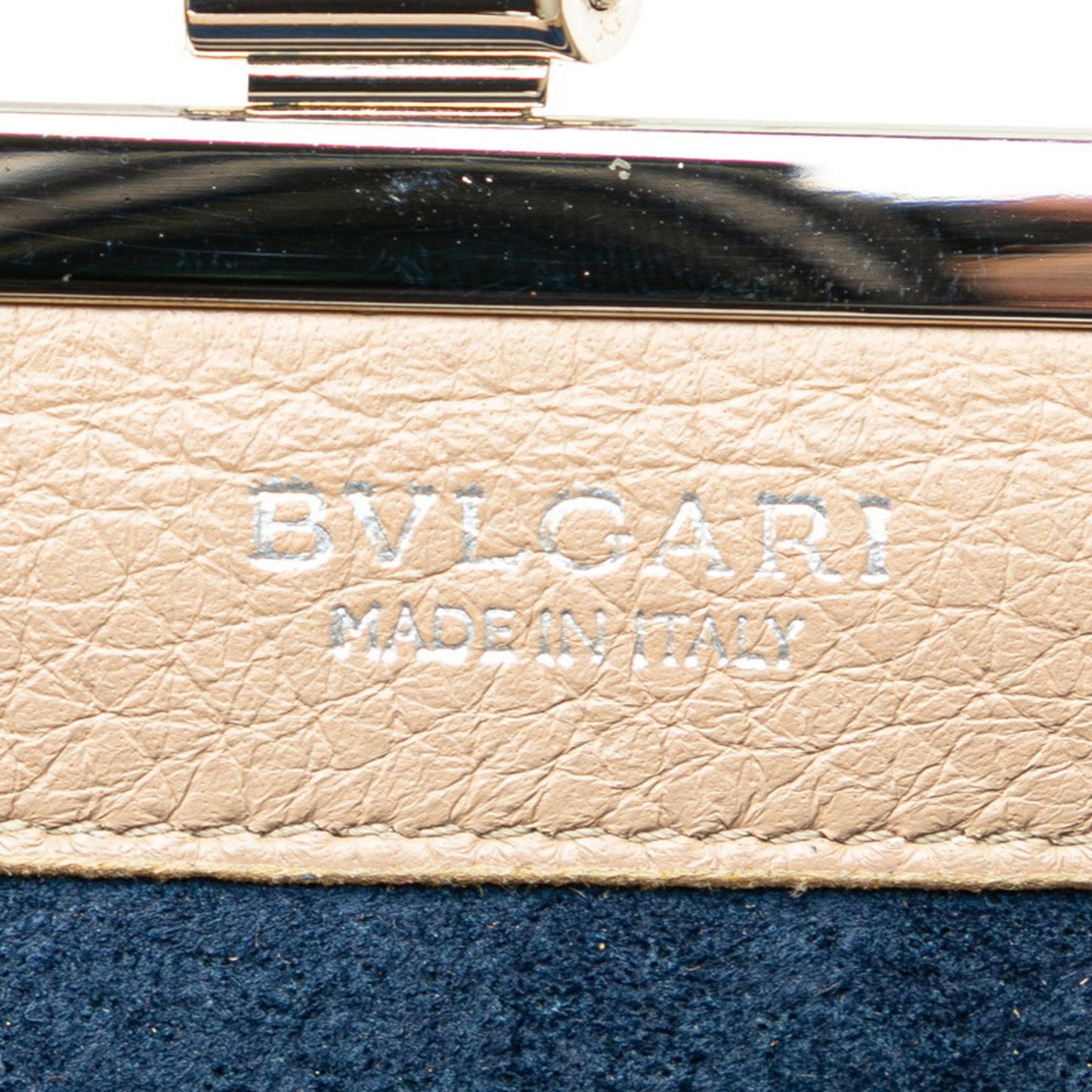 Bvlgari Chain Shoulder Wallet Greige Beige Leather