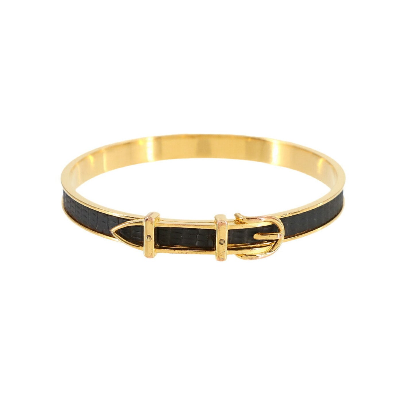 Hermes Herms Belt Motif Bangle Bracelet In Dark Brown Leather