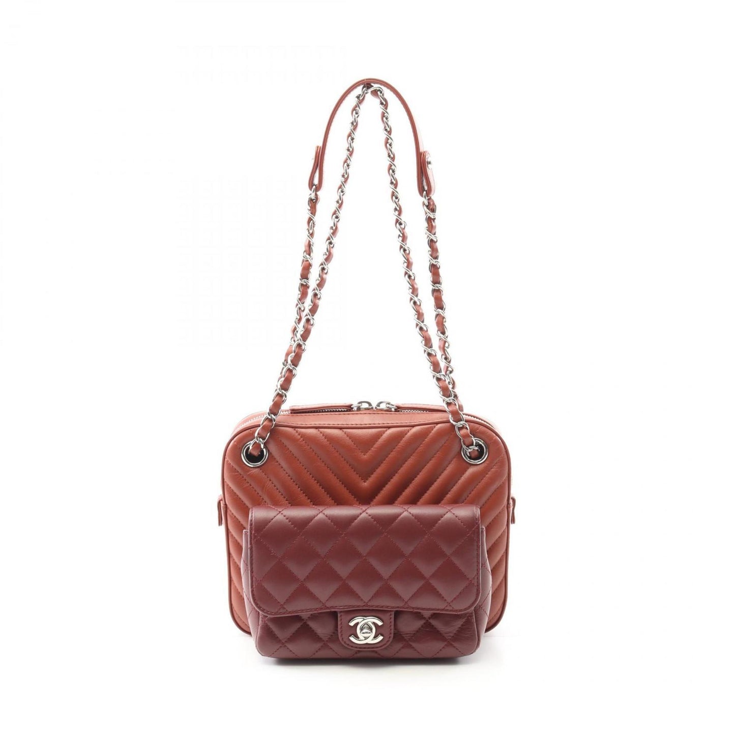 Chanel V-Stitch Chevron Shoulder Bag In Lambskin Leather