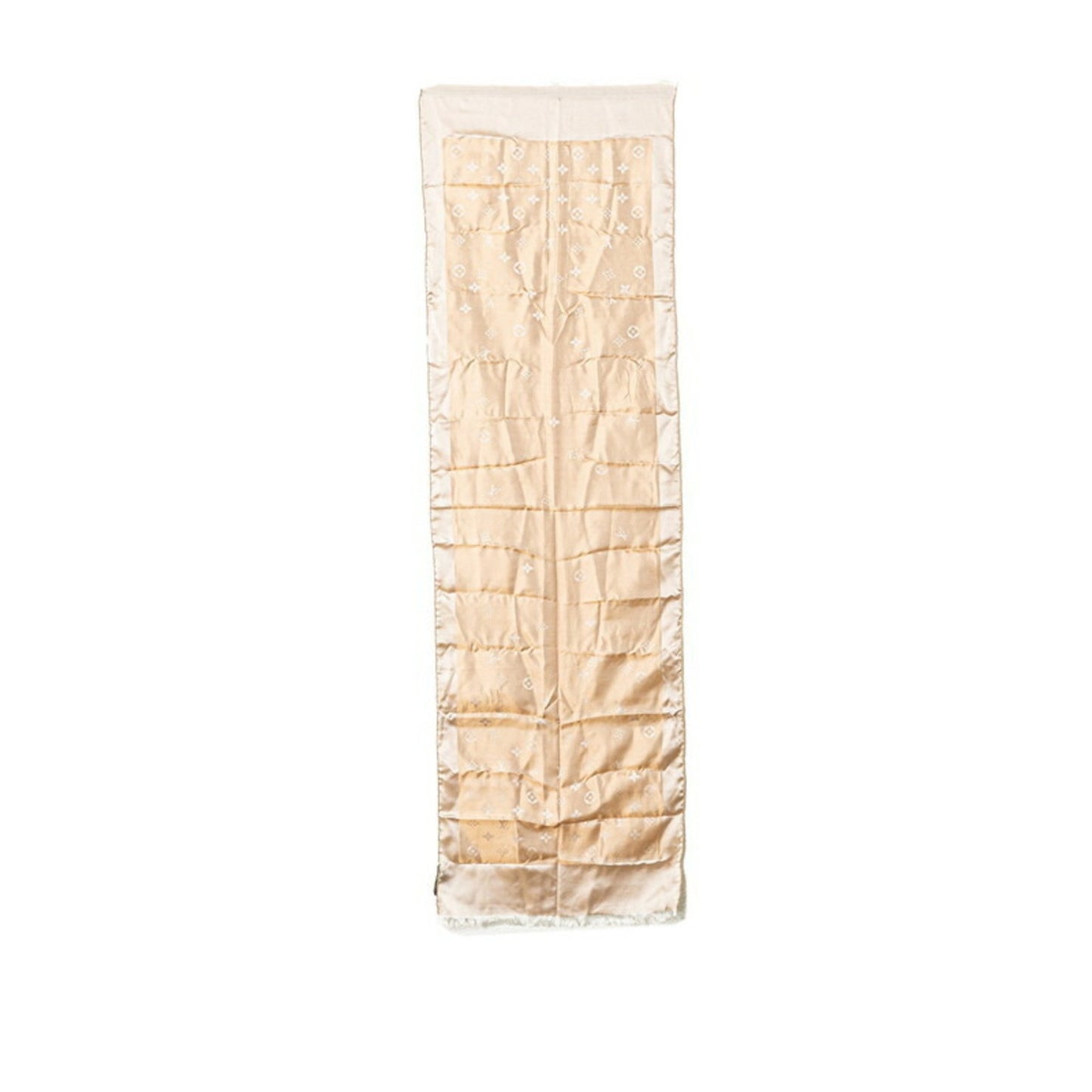 Louis Vuitton Monogram Scarf Muffler Beige Silk