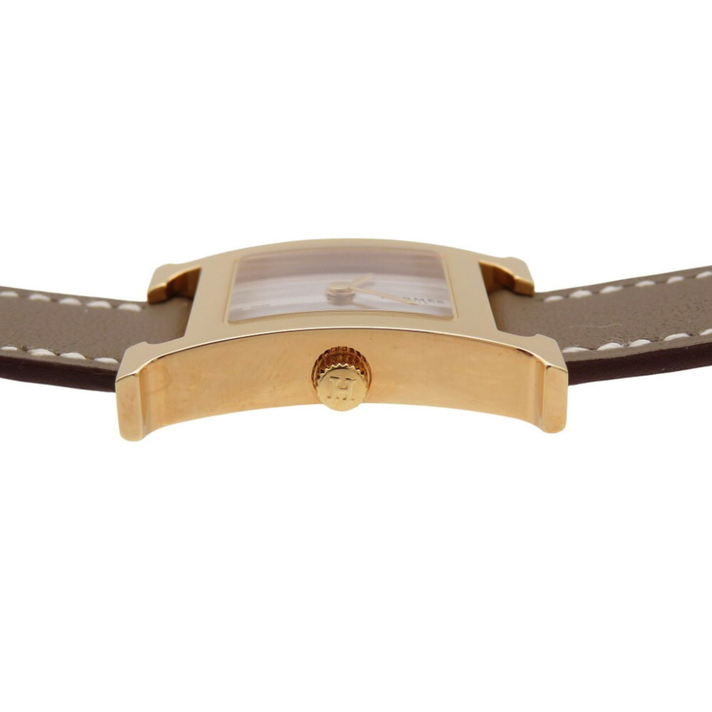 Like New Hermes H Watch Double Tour Hh1.202C Quartz Wristwatch Ss/Leather Silver U Stamp 1101Hermes
