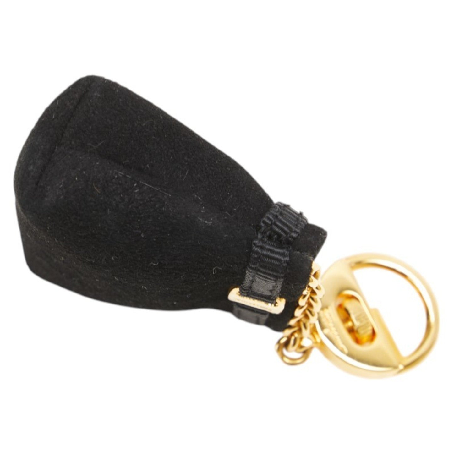 Salvatore Ferragamo Vara Pouch Bag Charm Keychain Black Suede
