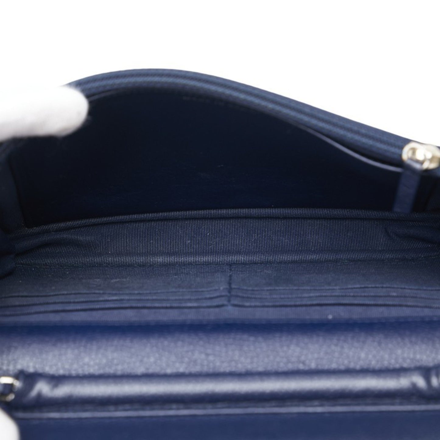 Chanel Coco Mark Matelasse Long Wallet Chain Bag Navy Caviar Skin