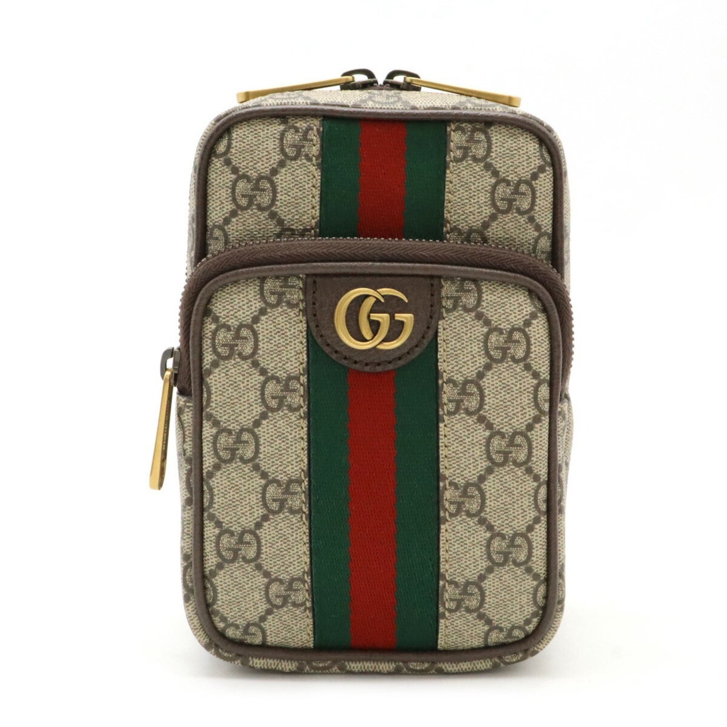 Gucci Ophidia Gg Supreme Body Bag Shoulder Sherry Line Pvc Beige Brown 752565