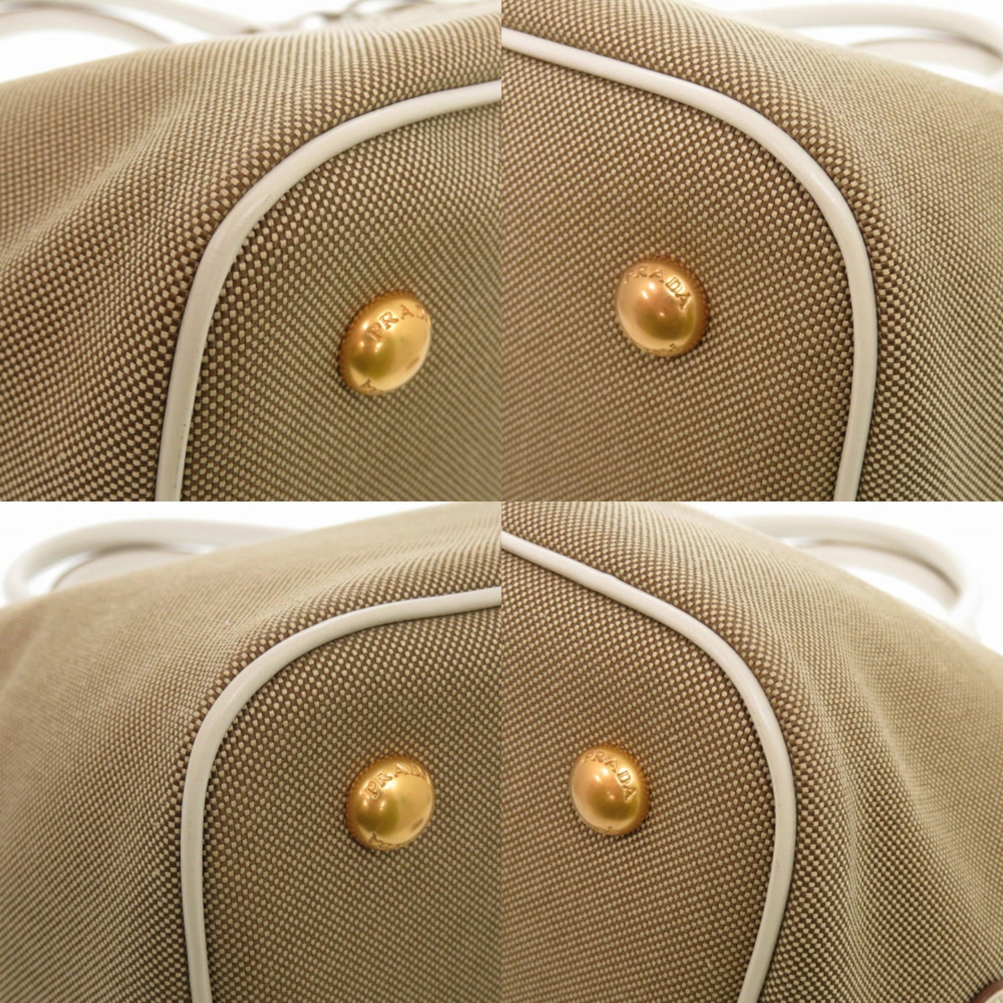 Like New Prada Logo Jacquard 1Ba172 Leather Corda Talc Beige White Shoulder Bag 0780 Prada