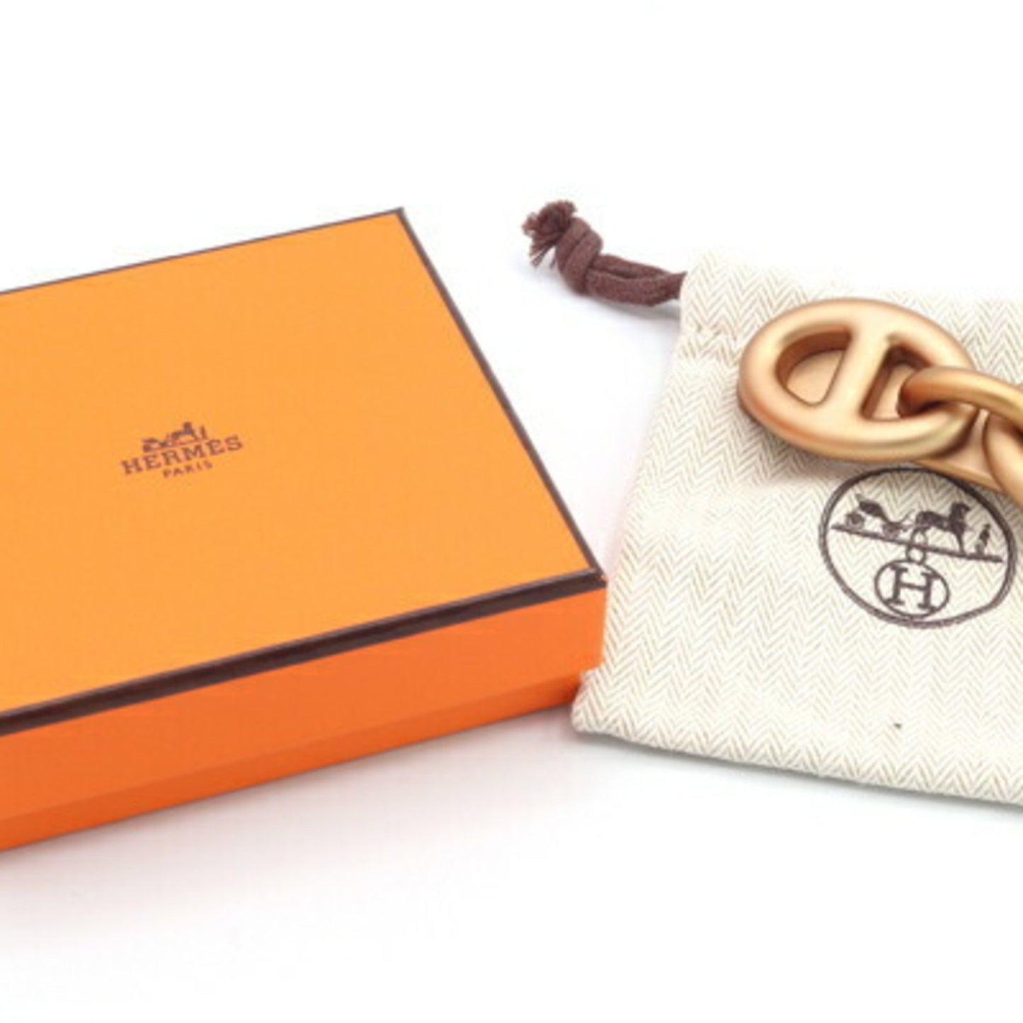 Hermes Herms Tori Maillon Gm Barrette H231034 Biscuit Metal Chaine D'Ancre Hair Clip