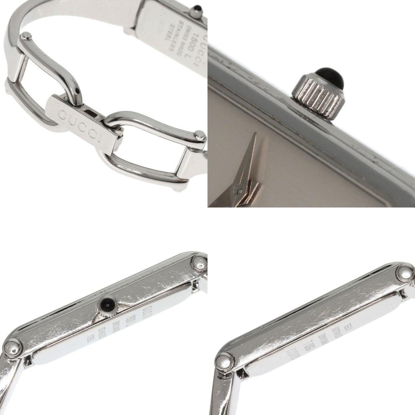 Gucci 1500L Square Face Bangle Watch Stainless Steel Ss