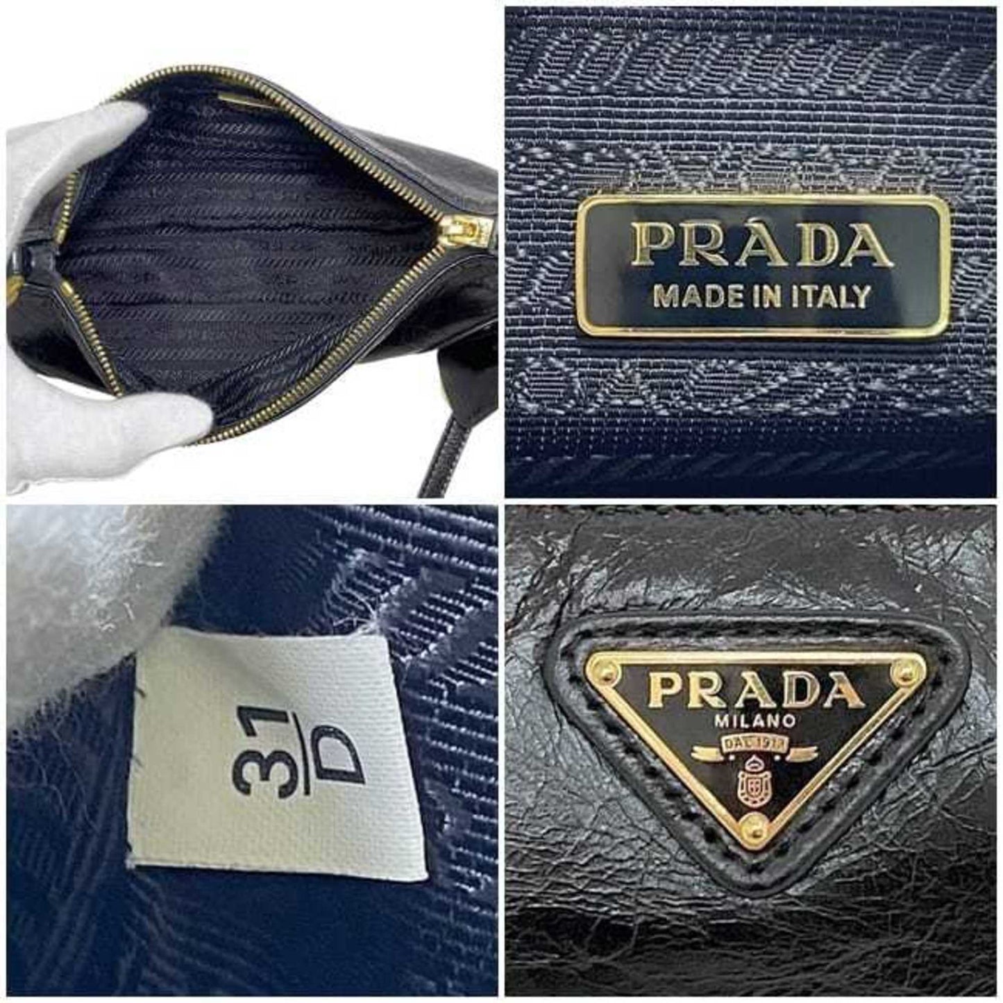 Prada Bag F-23942 Black Nero Re-Edition2002 1Bc201 Leather 31/D Prada Shoulder Plate