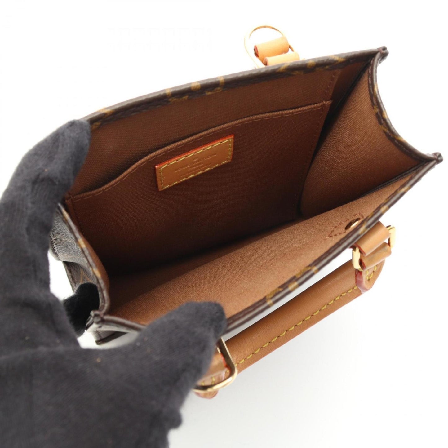 Louis Vuitton Petite Sac Plat Handbag Coated Canvas Leather Monogram