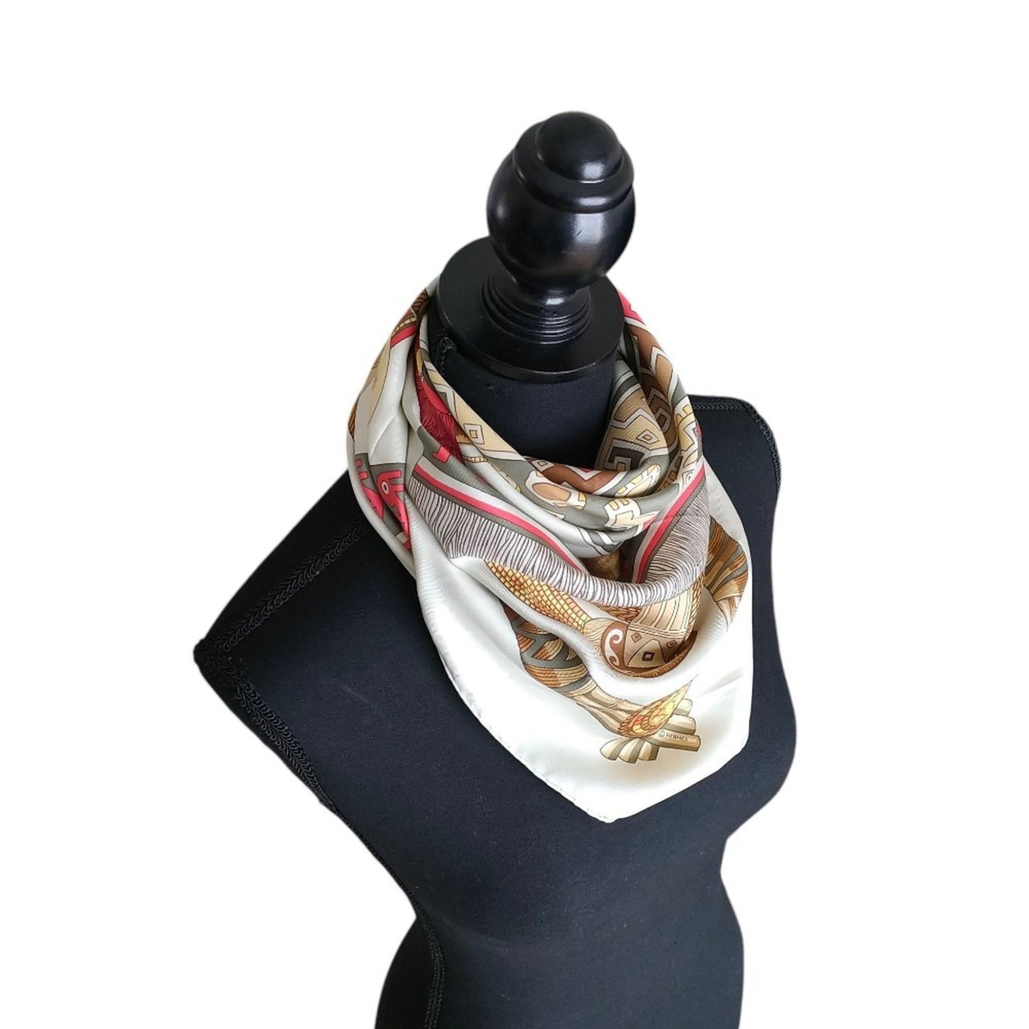 Hermes Huaca Piru Sacred Peru Carr 90 Large Silk Scarf/Muffler Multicolor