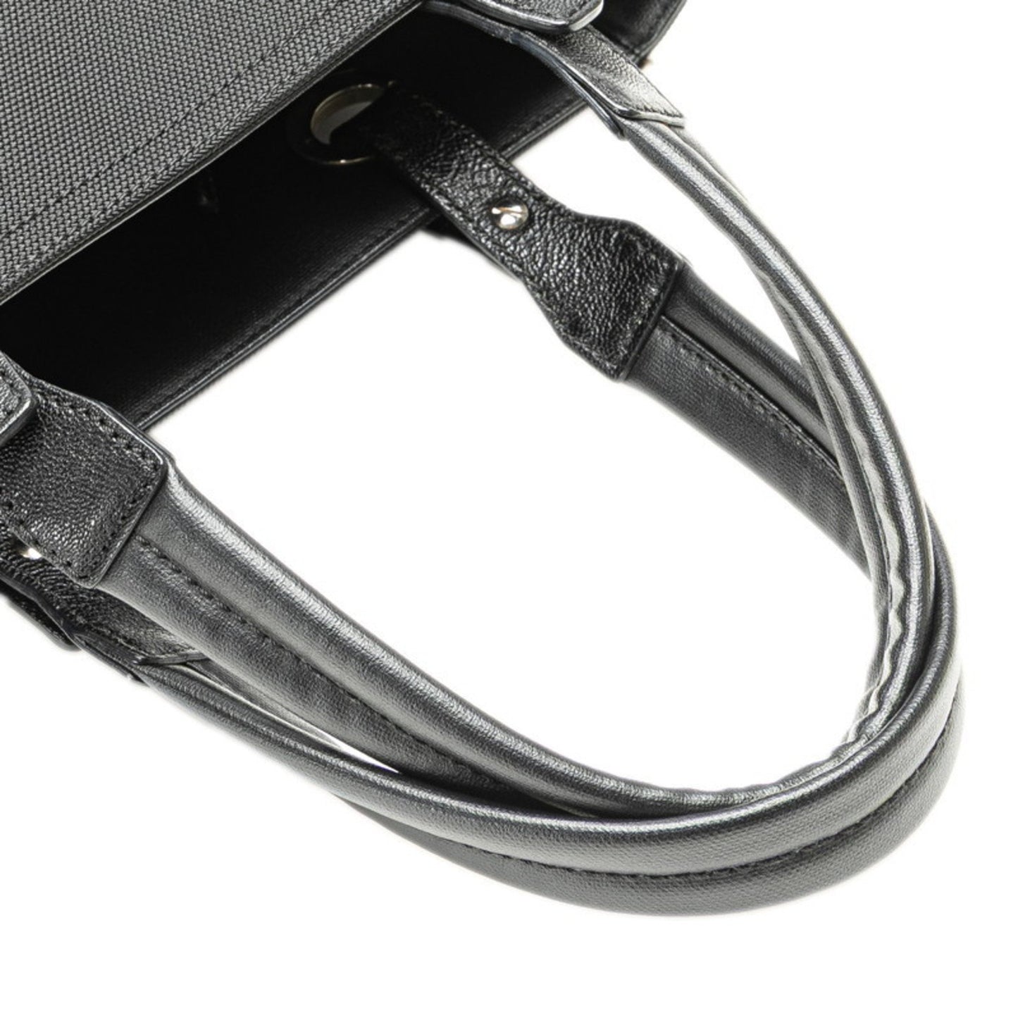 Chanel Paris Biarritz Tote Pm Bag Shoulder Black Leather Coated Canvas