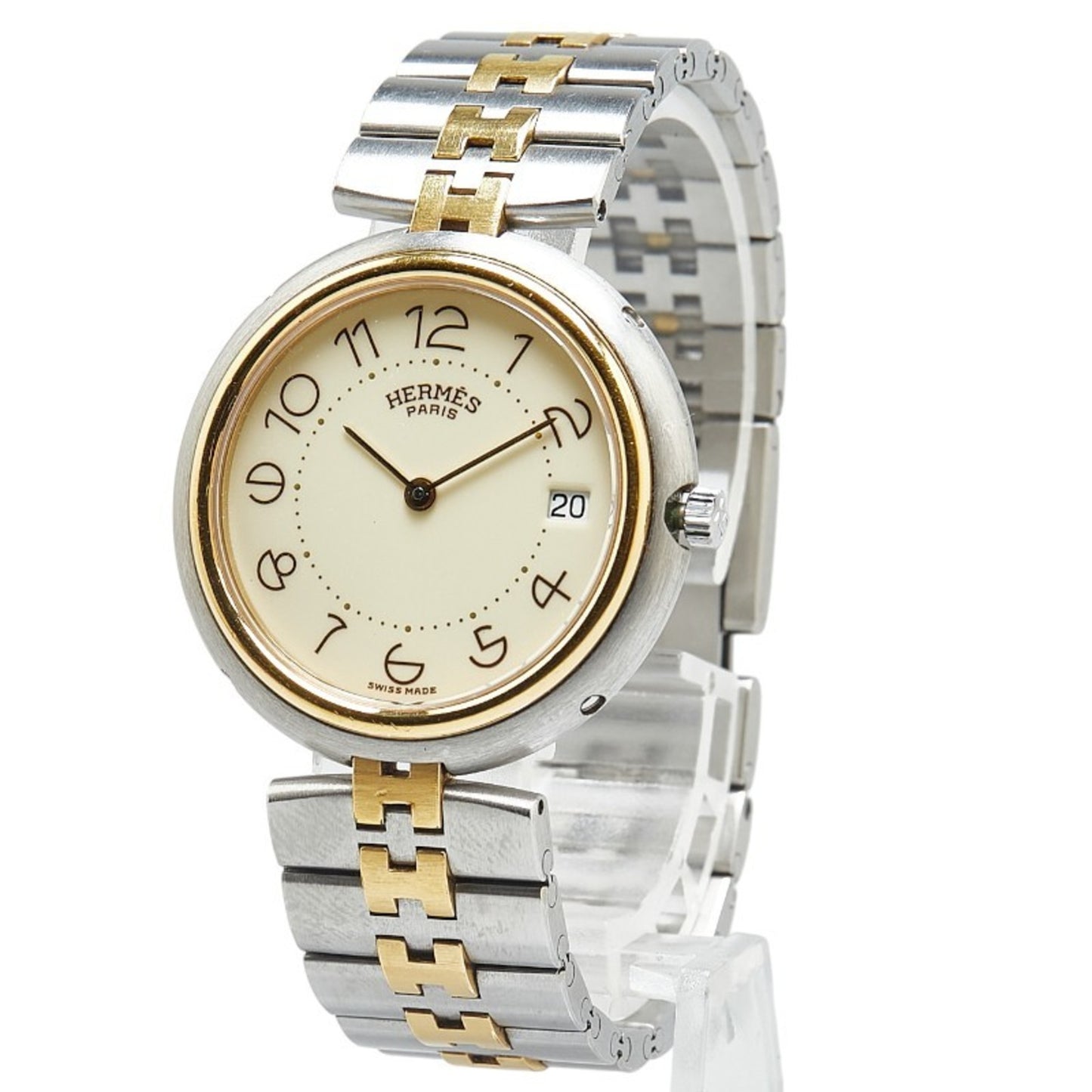 Hermes Profile Watch Quartz White Dial Stainless Steel