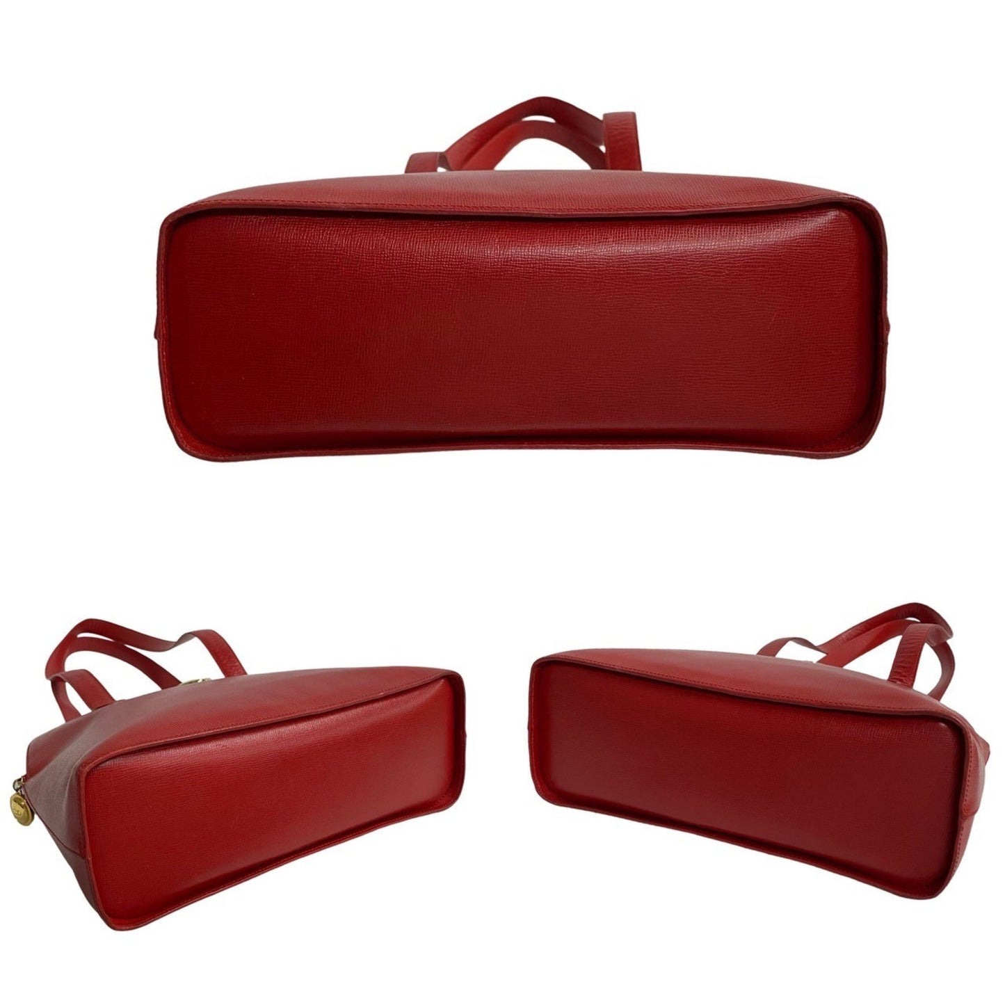 Christian Dior Cd Logo Hardware Leather Semi-Shoulder Bag/Mini Tote Bag In Red 60294