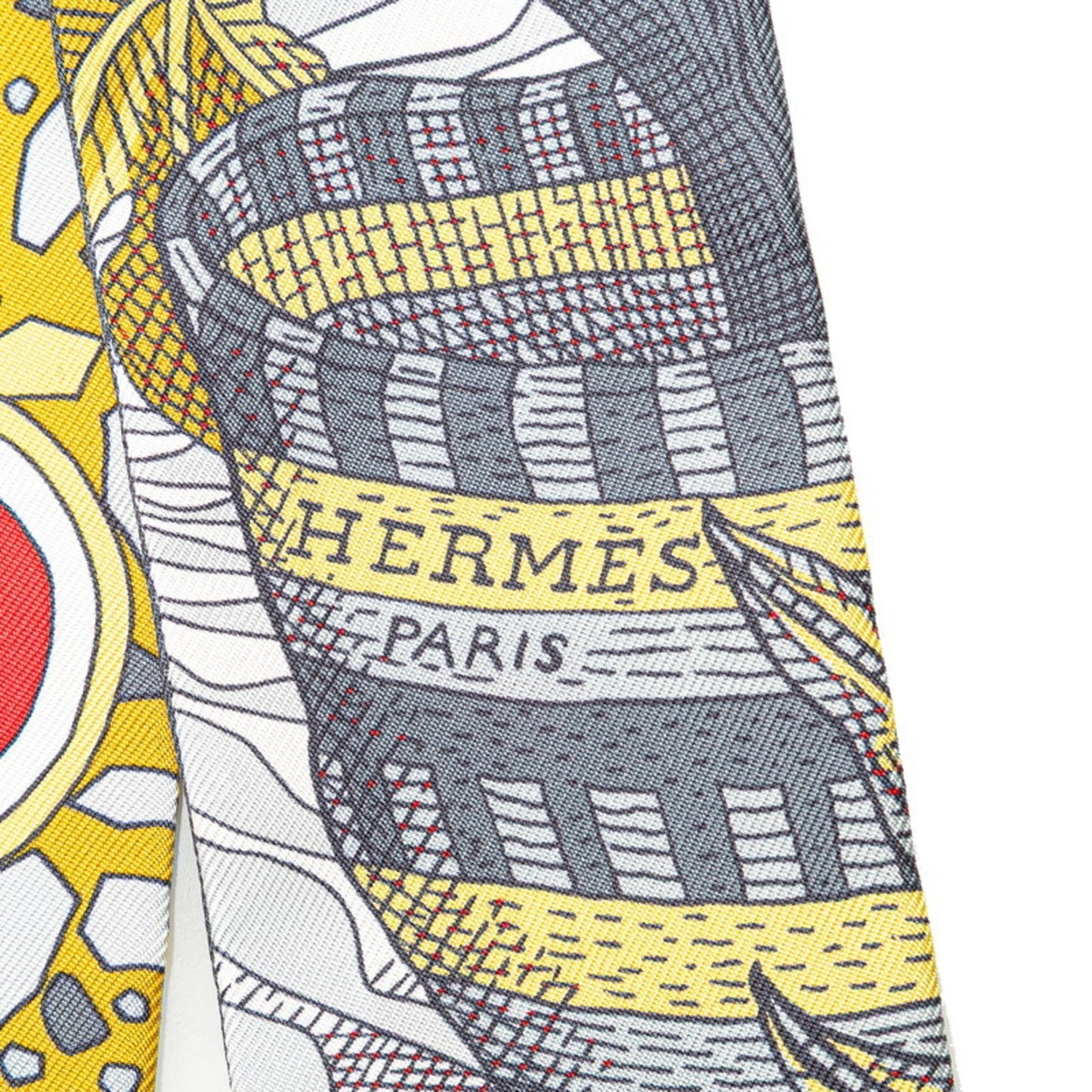 Hermes Twilly La Danse Des Amazones Amazon Dance Scarf Muffler White Yellow Multicolor Silk