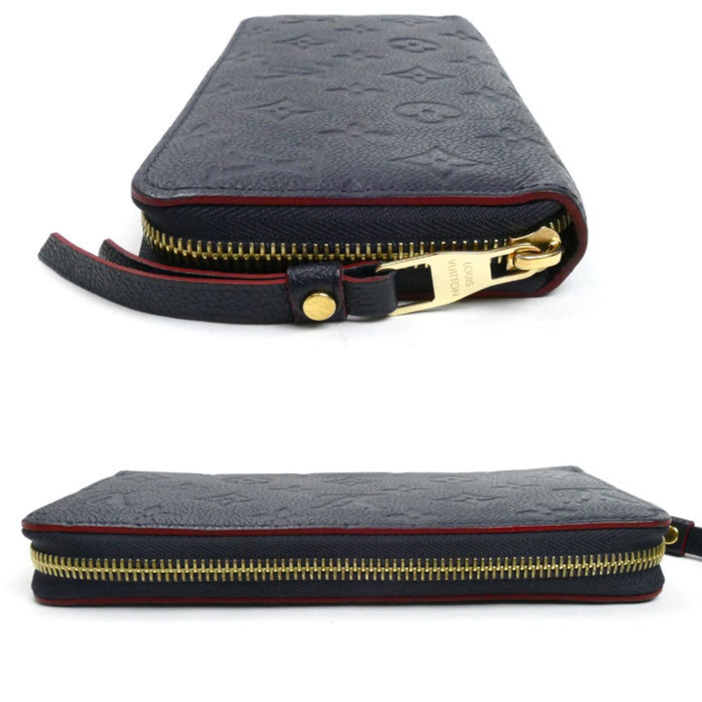 Louis Vuitton Louis Vuitton Zippy Wallet Long Round Monogram Empreinte Marine Rouge M62121 Ic