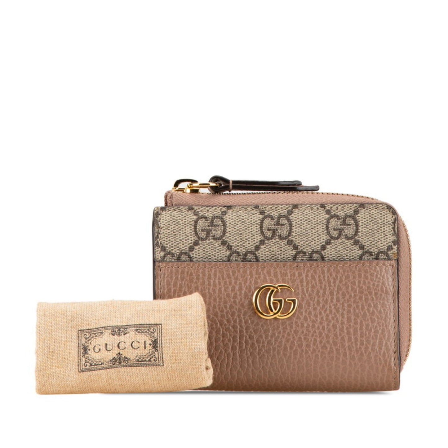 Gucci Gg Marmont L-Shaped Bi-Fold Wallet 658609 Beige Pvc Leather