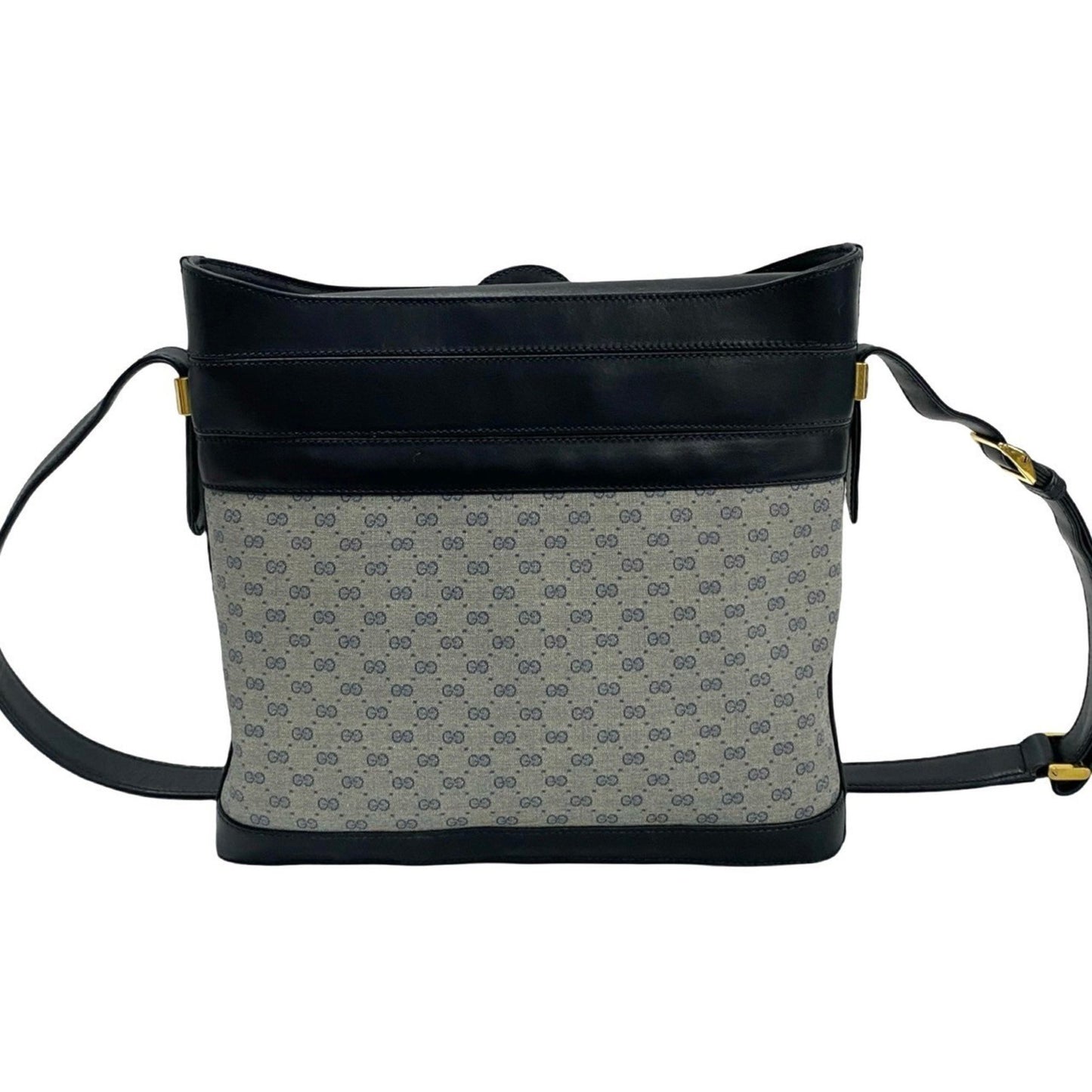 Gucci Old Gucci Micro Gg Logo Hardware Leather Genuine Shoulder Bag Pochette Navy 03913