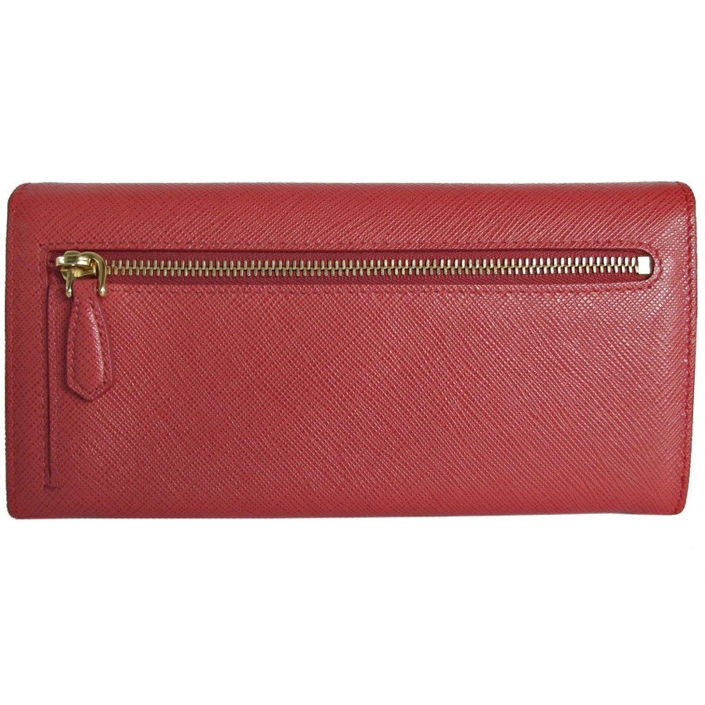 Prada Long Wallet Leather Red Gold