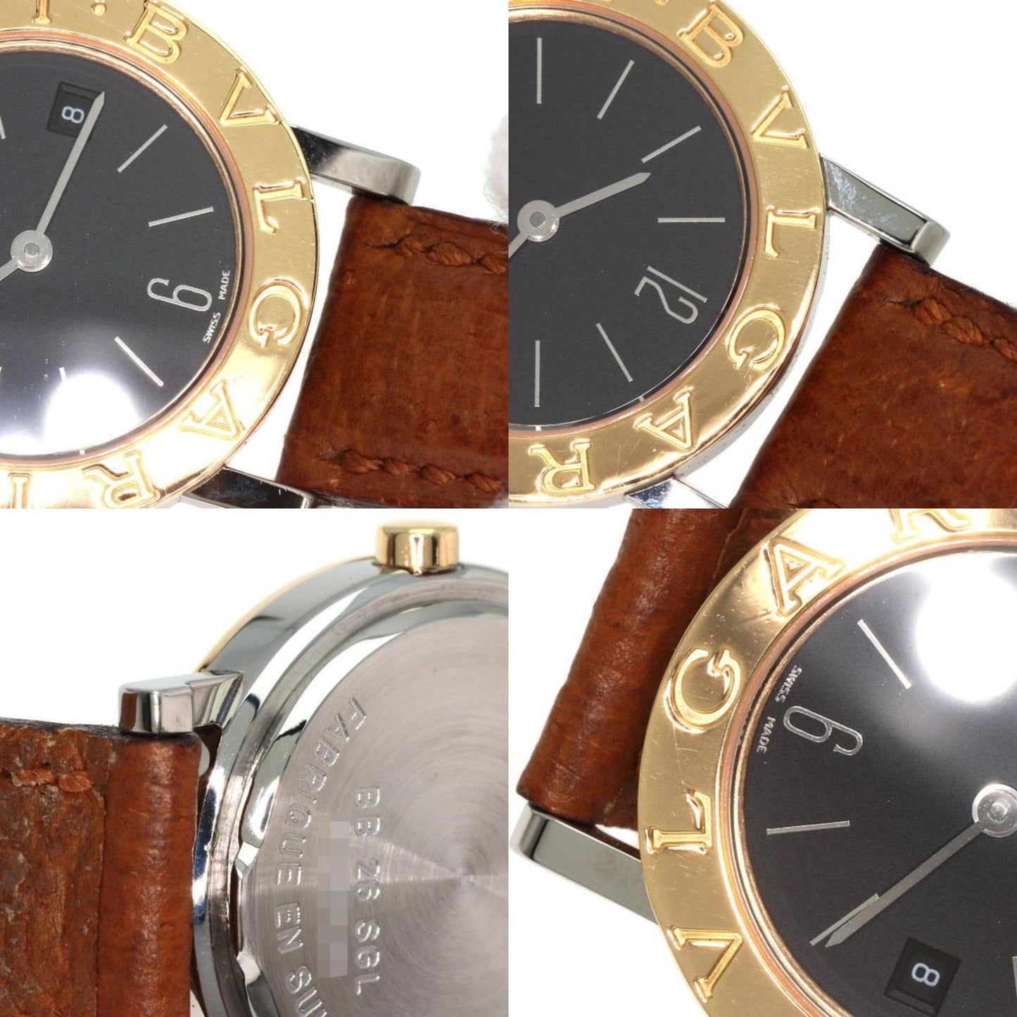 Bvlgari Bb26Sgld Watch Stainless Steel Leather K18Yg