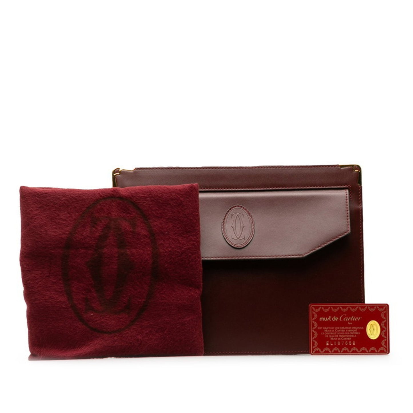Cartier Must Line Second Bag Wine Red Leather