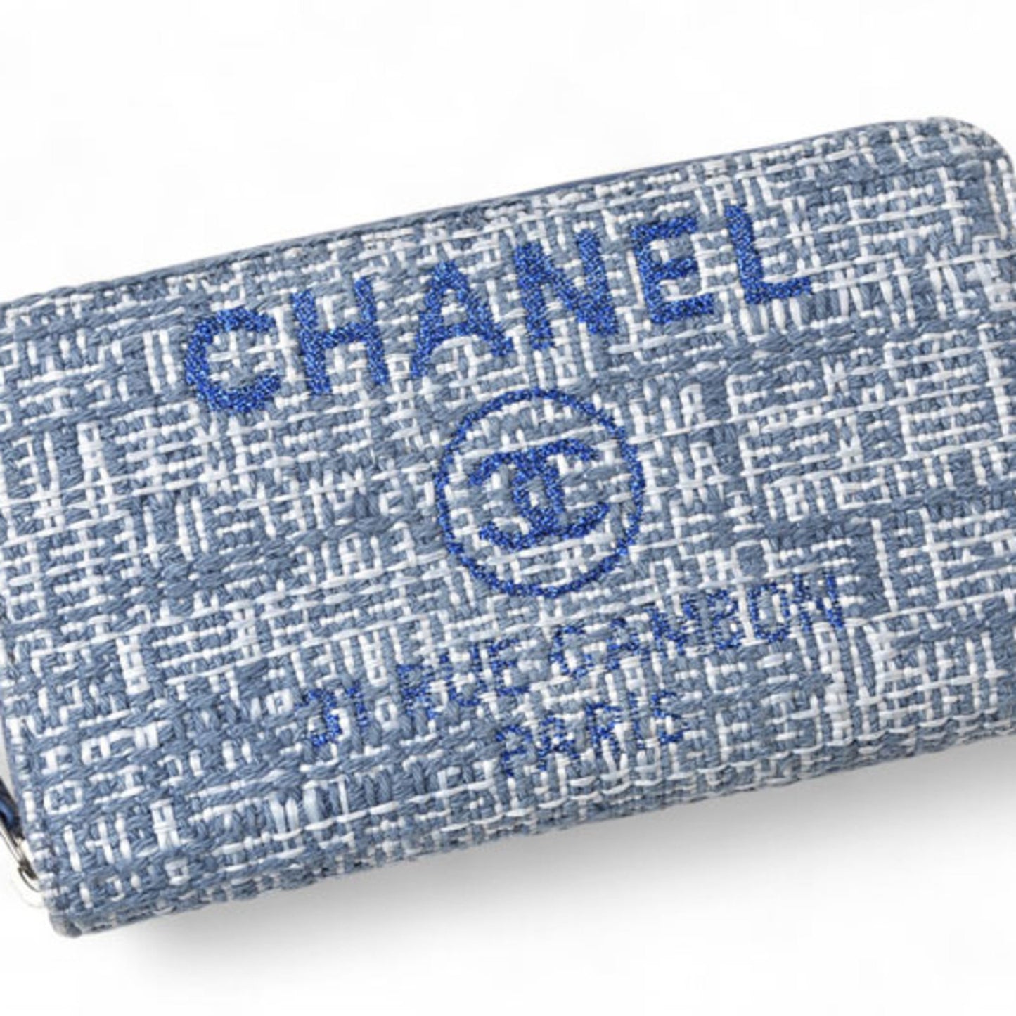 Chanel Wallet Bi-Fold Chanel A81973 Coco Mark Deauville Blue Tweed