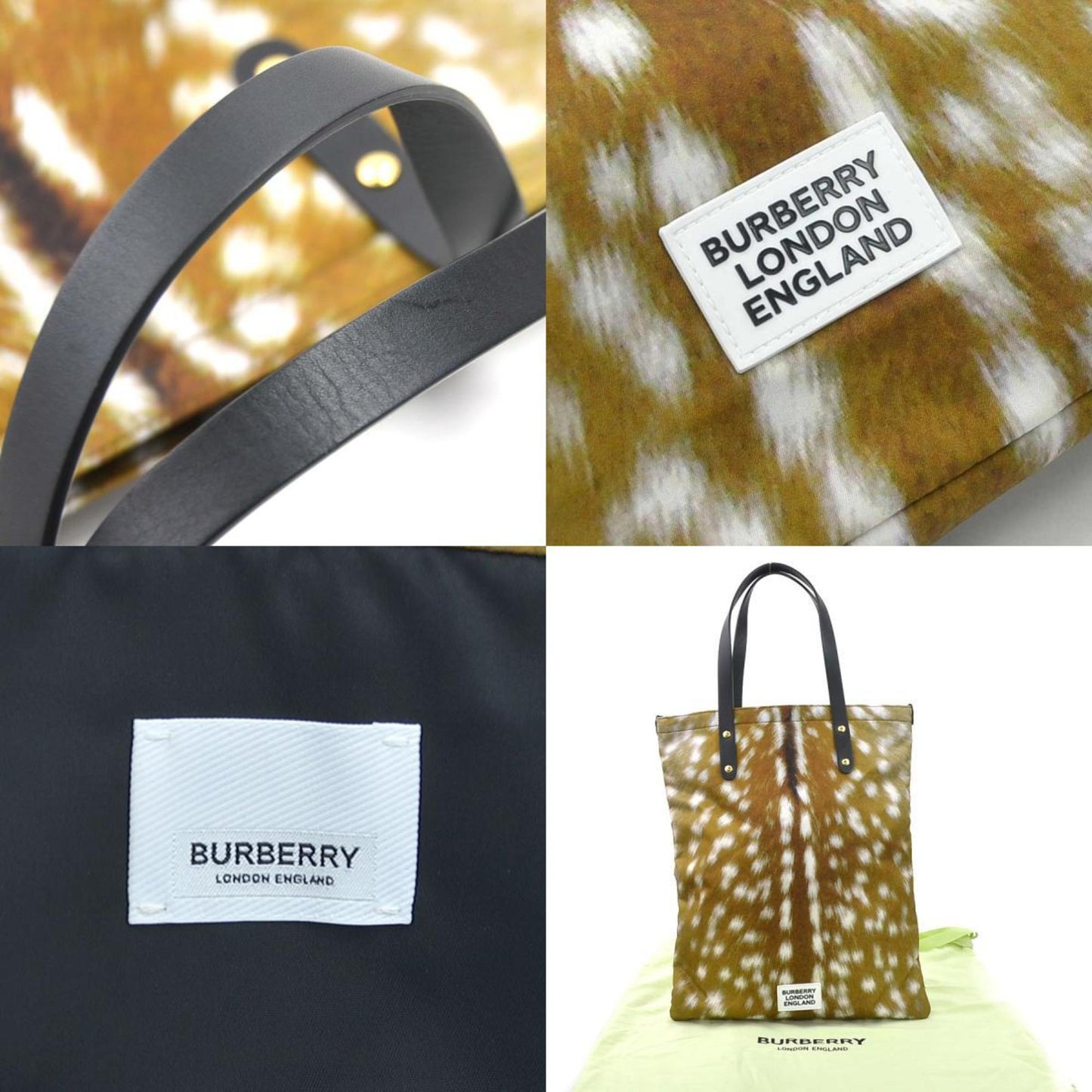 Burberry Handbag Nylon Leather Brown X Black