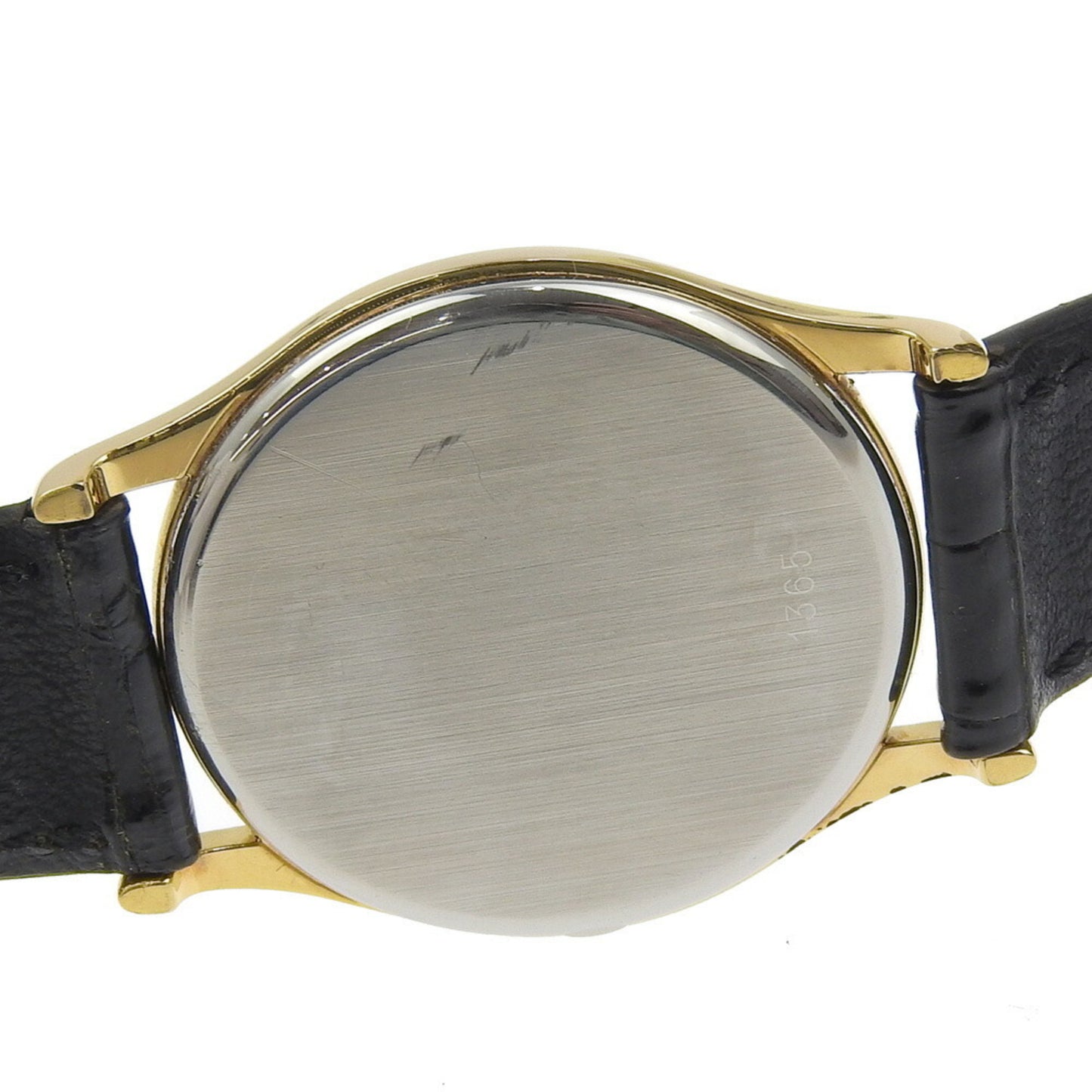 Omega De Ville Watch Cal.1365 Gold-Plated X Embossed Leather Quartz Analog Display Gold Dial