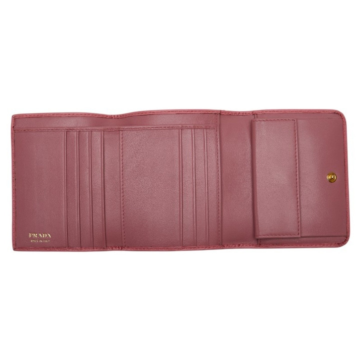 Prada Tri-Fold Wallet Pink Leather