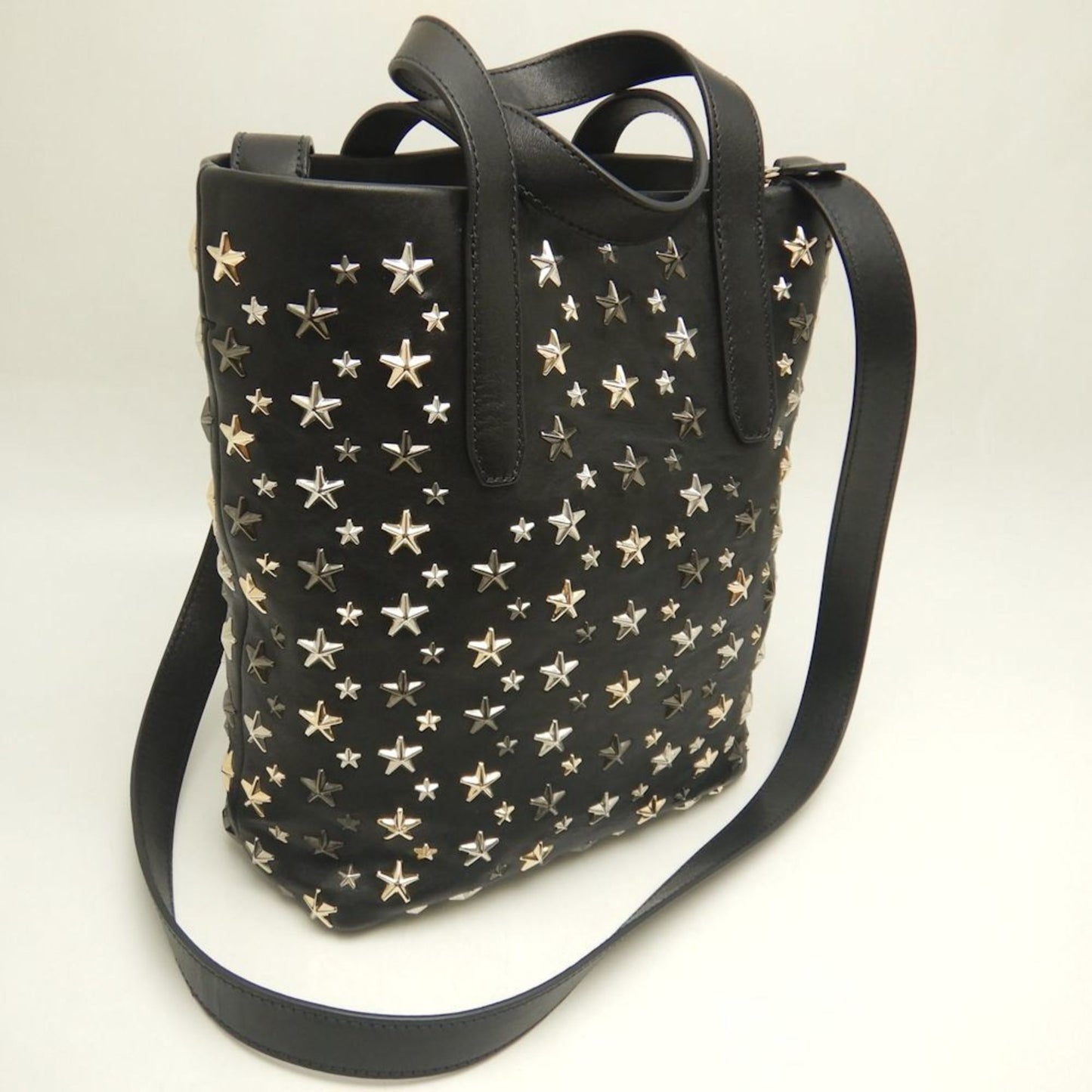 Jimmy Choo Tote Bag Star Studs Leather Black 252748