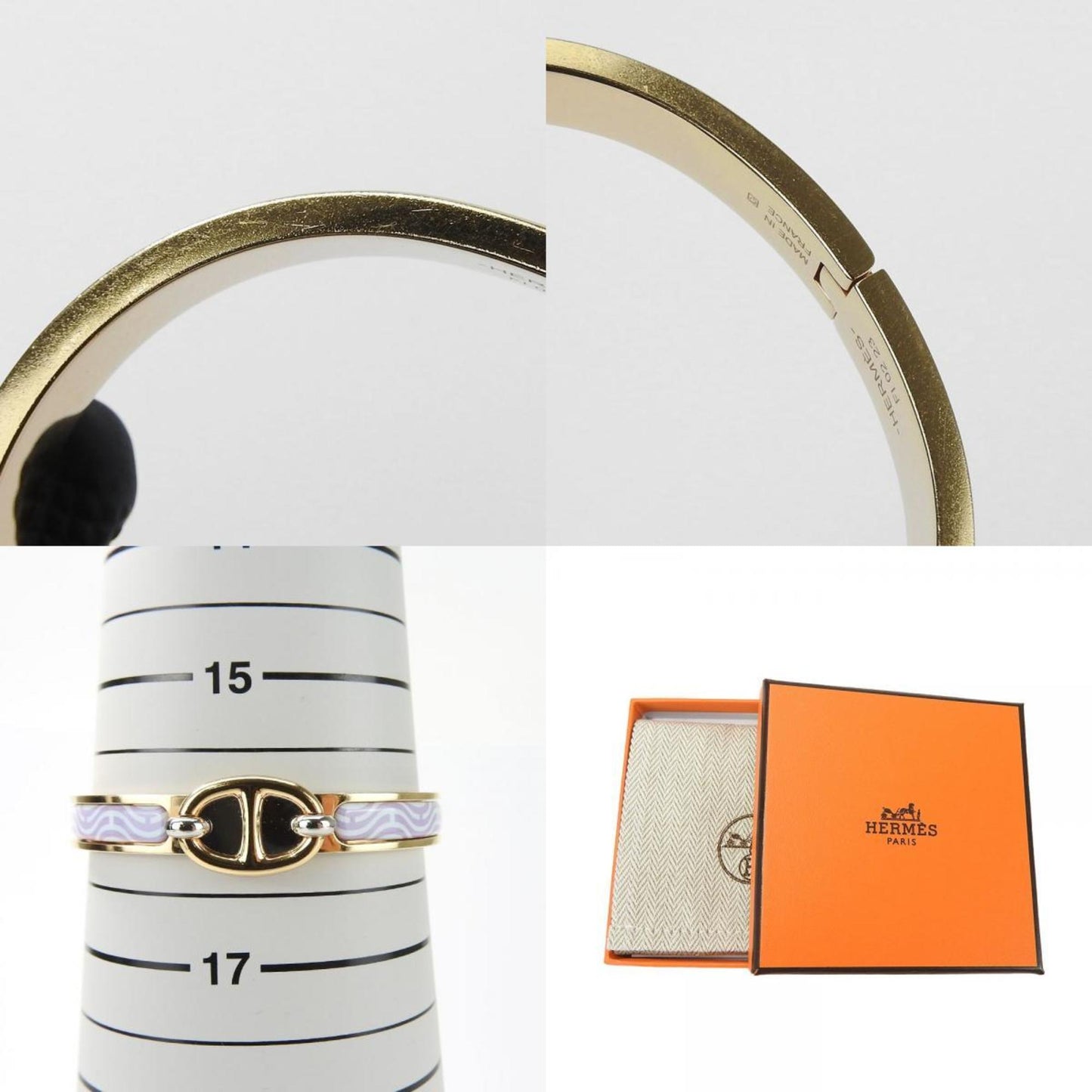 Hermes Bangle Click Chaine D'Ancre Metal Gold Silver Purple Bracelet