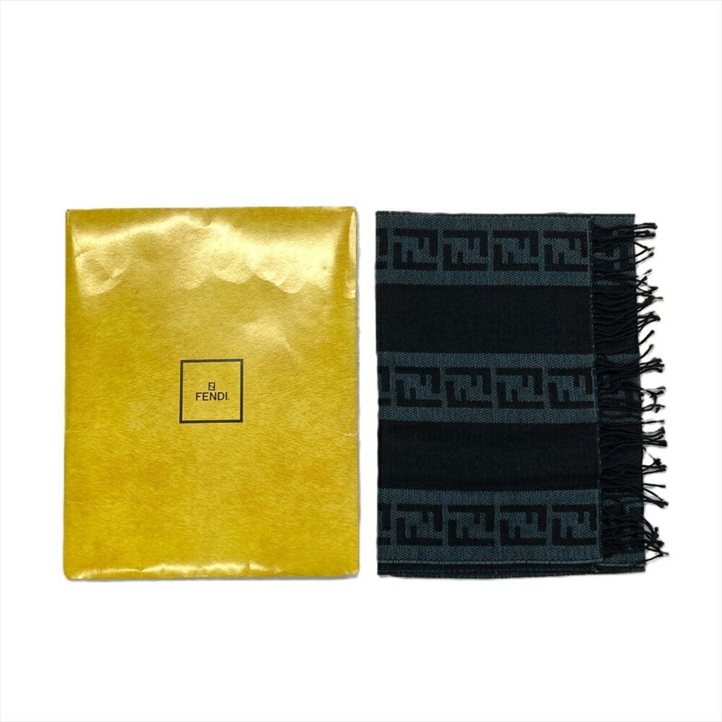 Fendi Scarf Wool 160Cm Black Zucca Cravatte