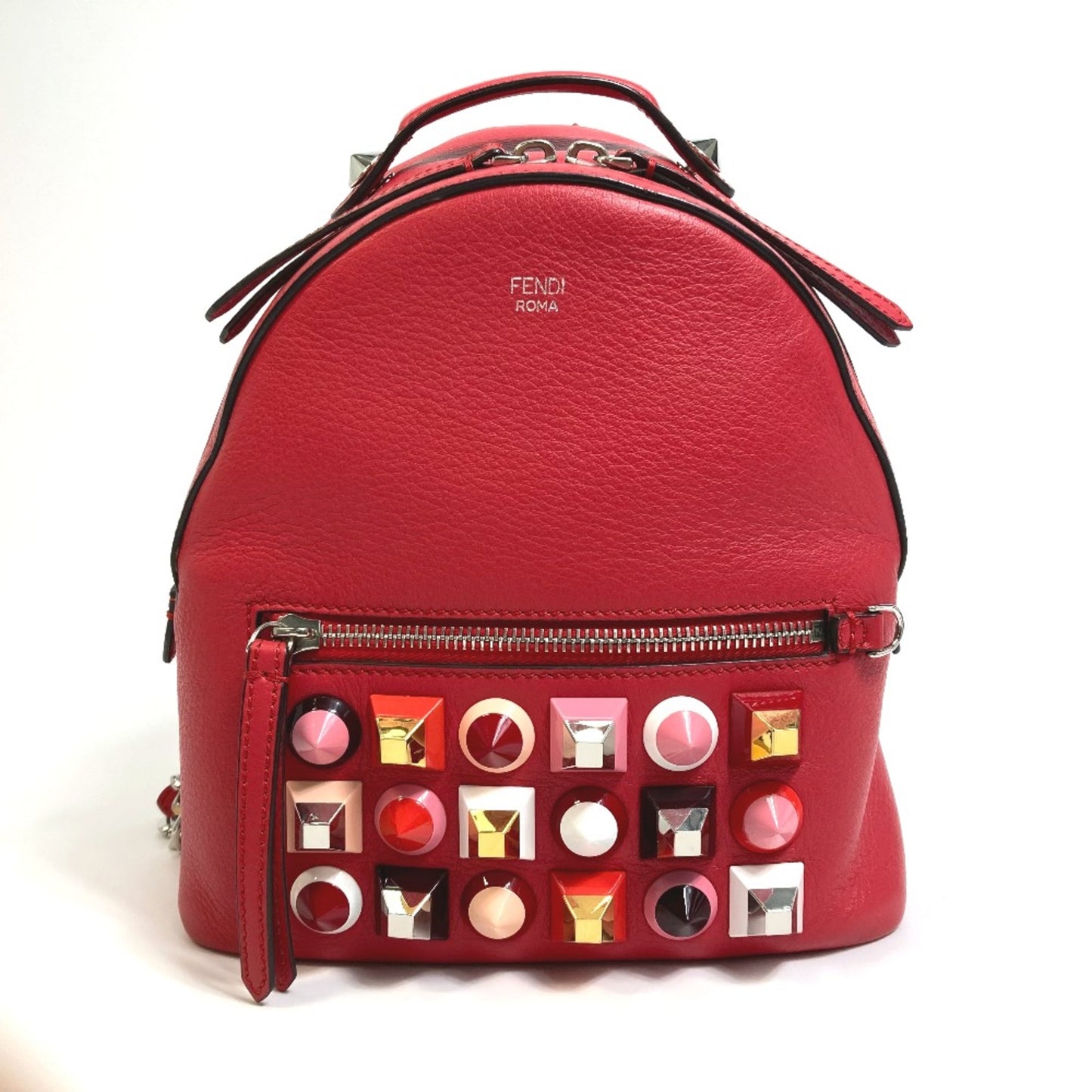 Fendi 8Bz038 Valentine Limited Color Studs Backpack Backpack Red Red