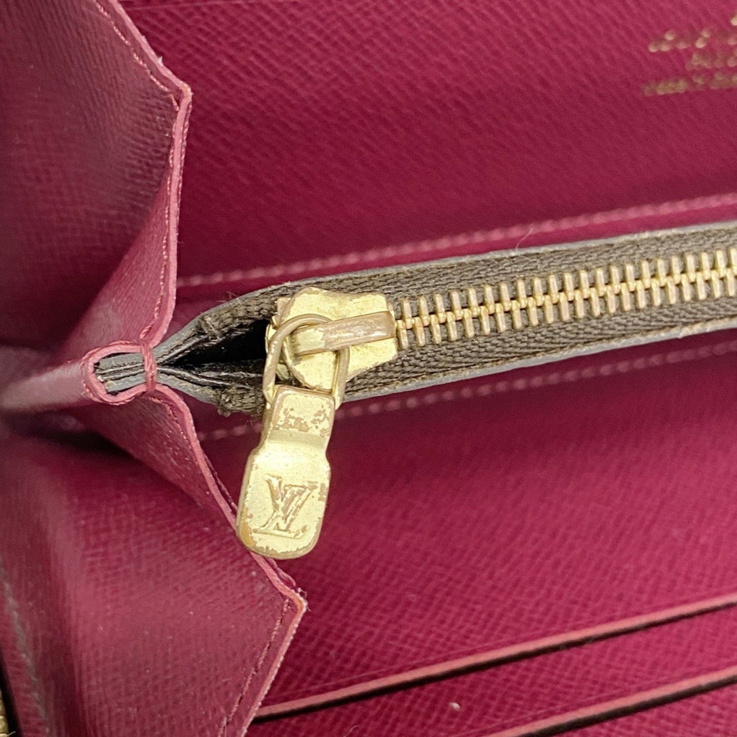 Louis Vuitton Monogram Portefeuille Clemence Long Wallet M60742 Brown Fuchsia