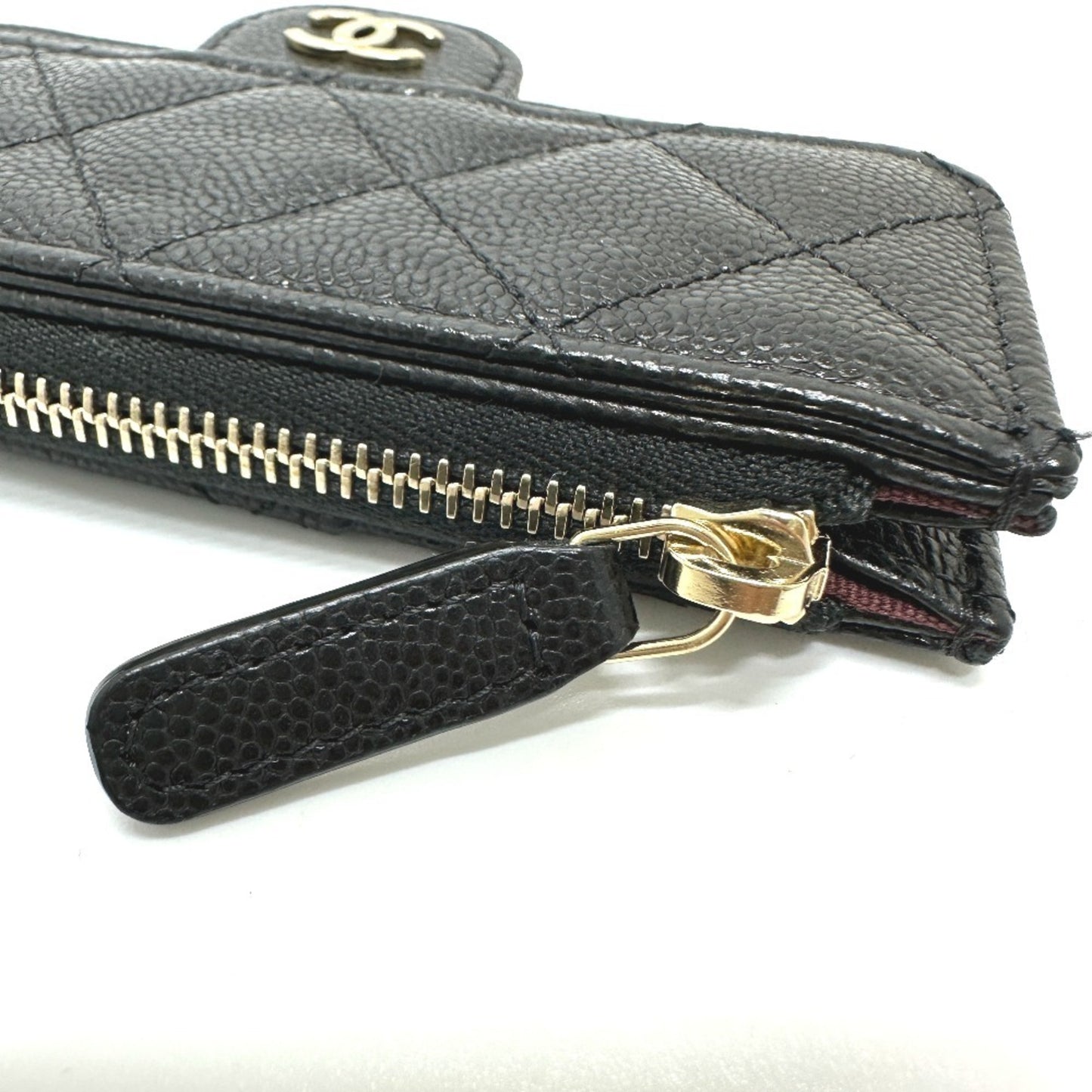 Chanel Ap2570 Coco Mark Matelasse Classic Zip Business Card Holder/Card Case Wallet/Coin Caviar Skin