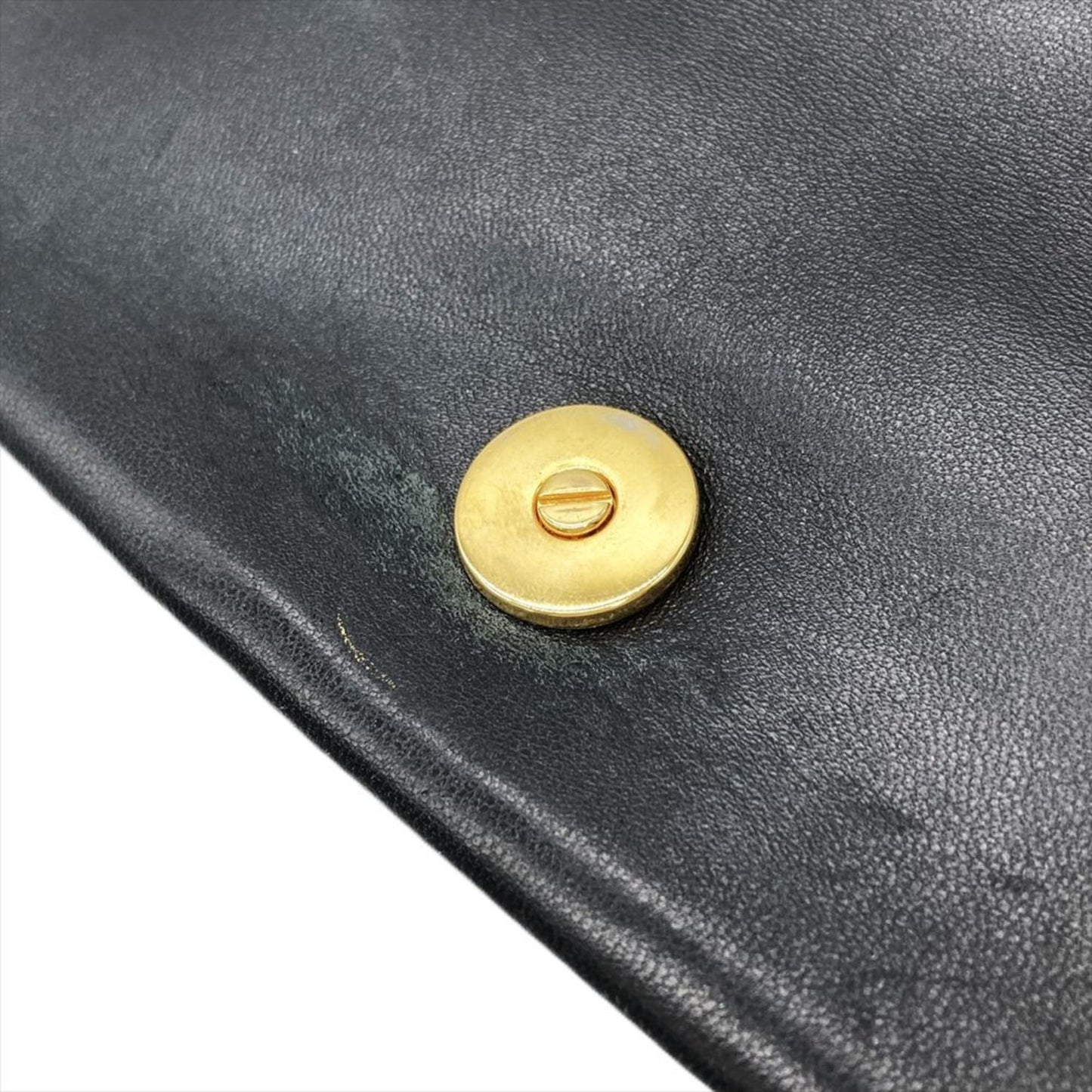 Christian Dior Dior Caro Macrocannage Chain Shoulder Wallet Leather Black