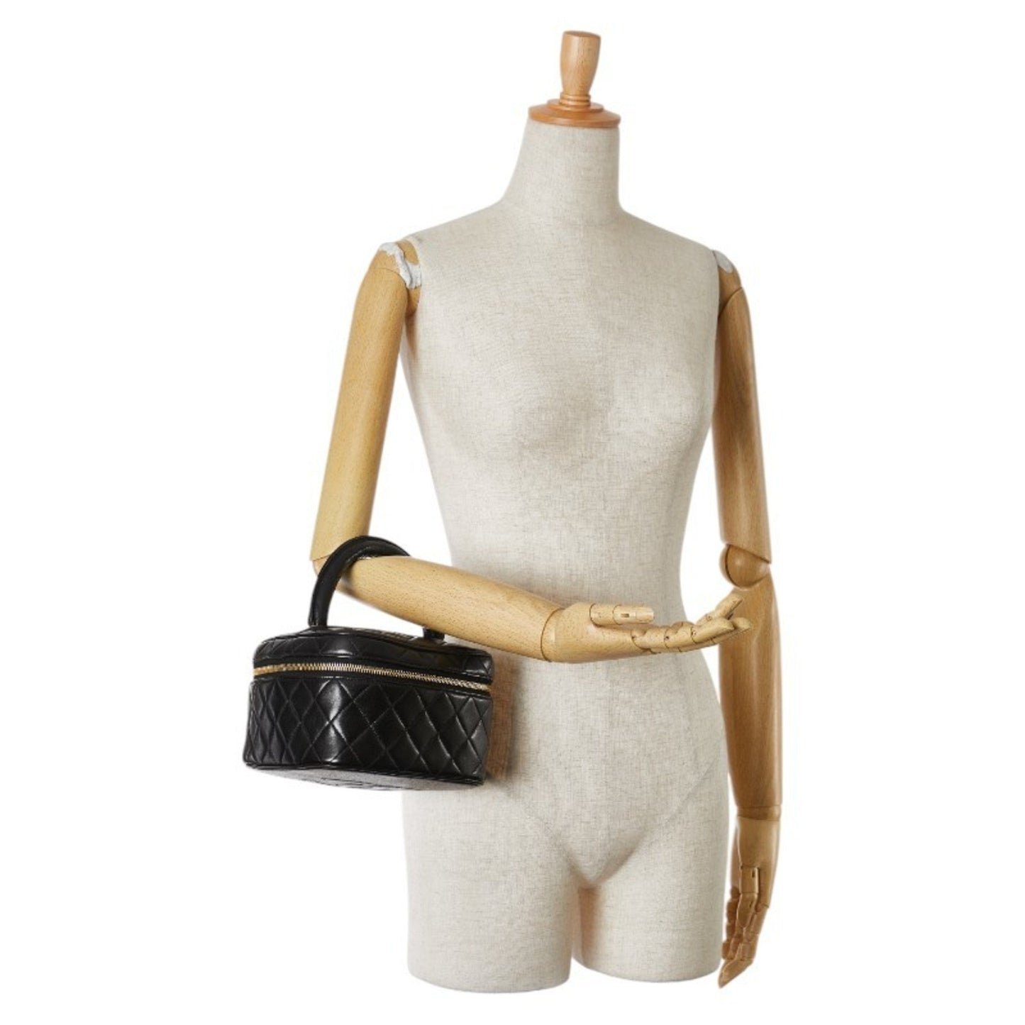 Chanel Matelasse Coco Mark Vanity Bag In Black Lambskin