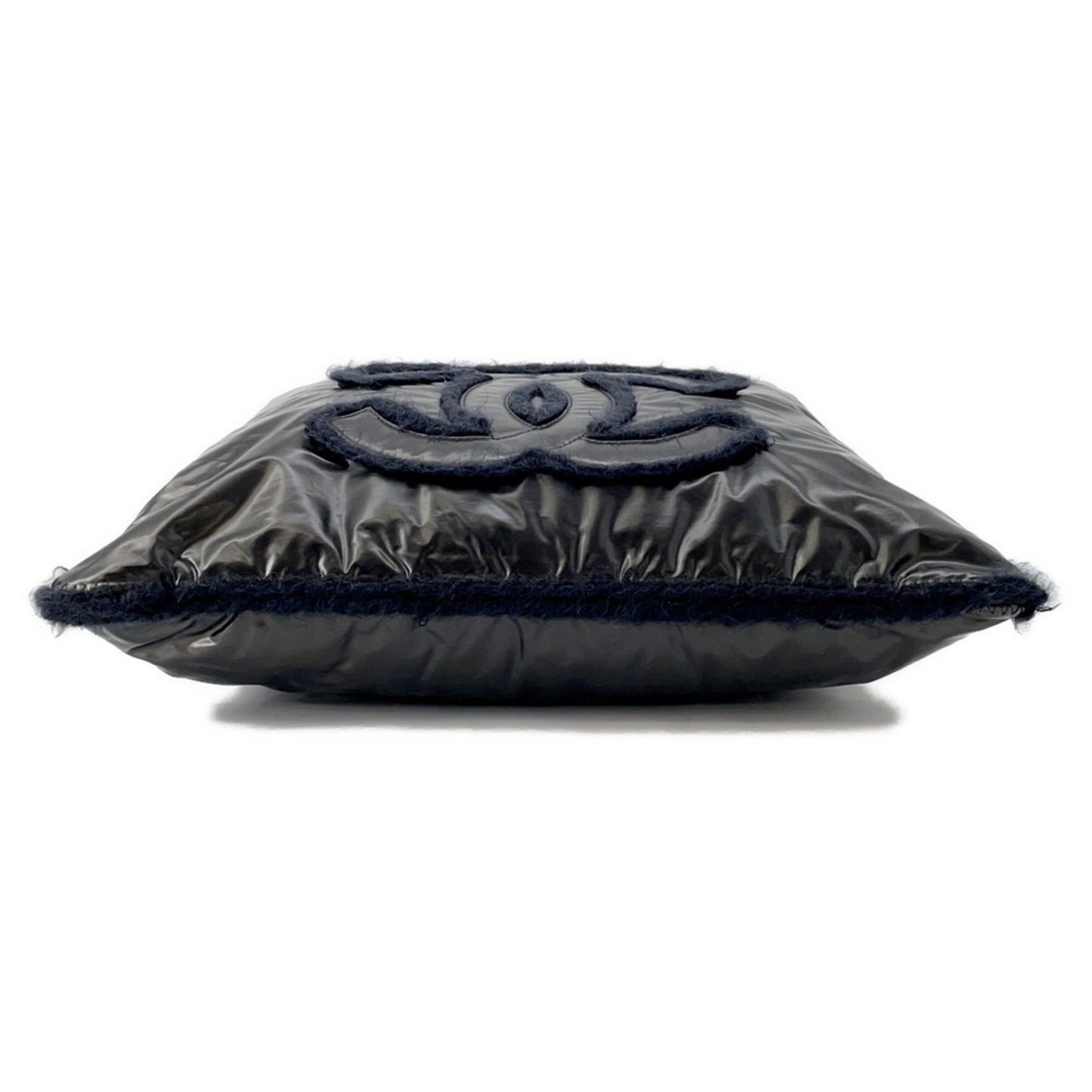 Chanel Chain Tote Bag Coco Mark Nylon Fur Chanel Black