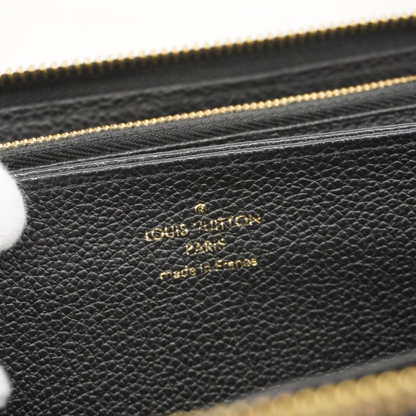 Louis Vuitton Monogram Empreinte Stitch Zippy Wallet M64805 Beige Noir