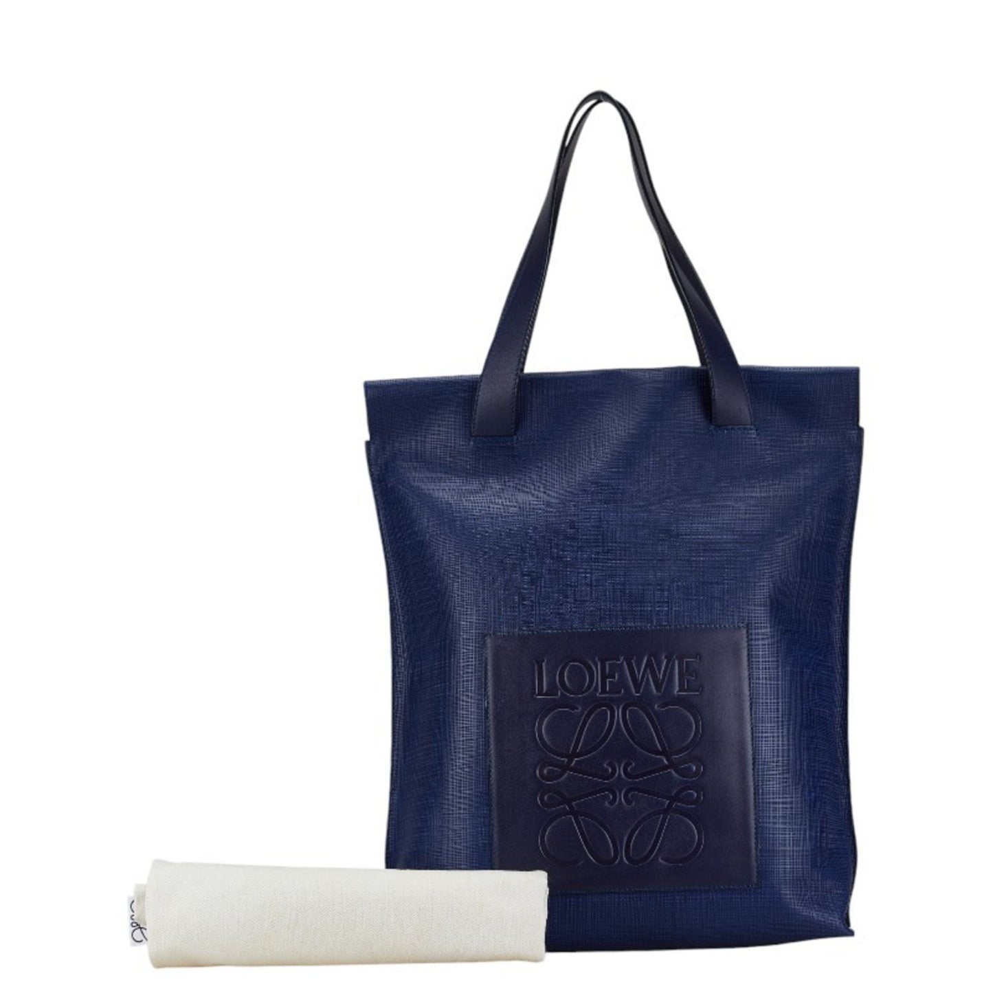 Loewe Anagram Tote Bag Shoulder Navy Leather