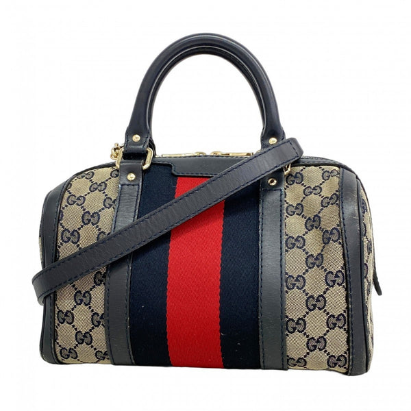 Gucci Gg Canvas Sherry Line Handbag 269876 Navy