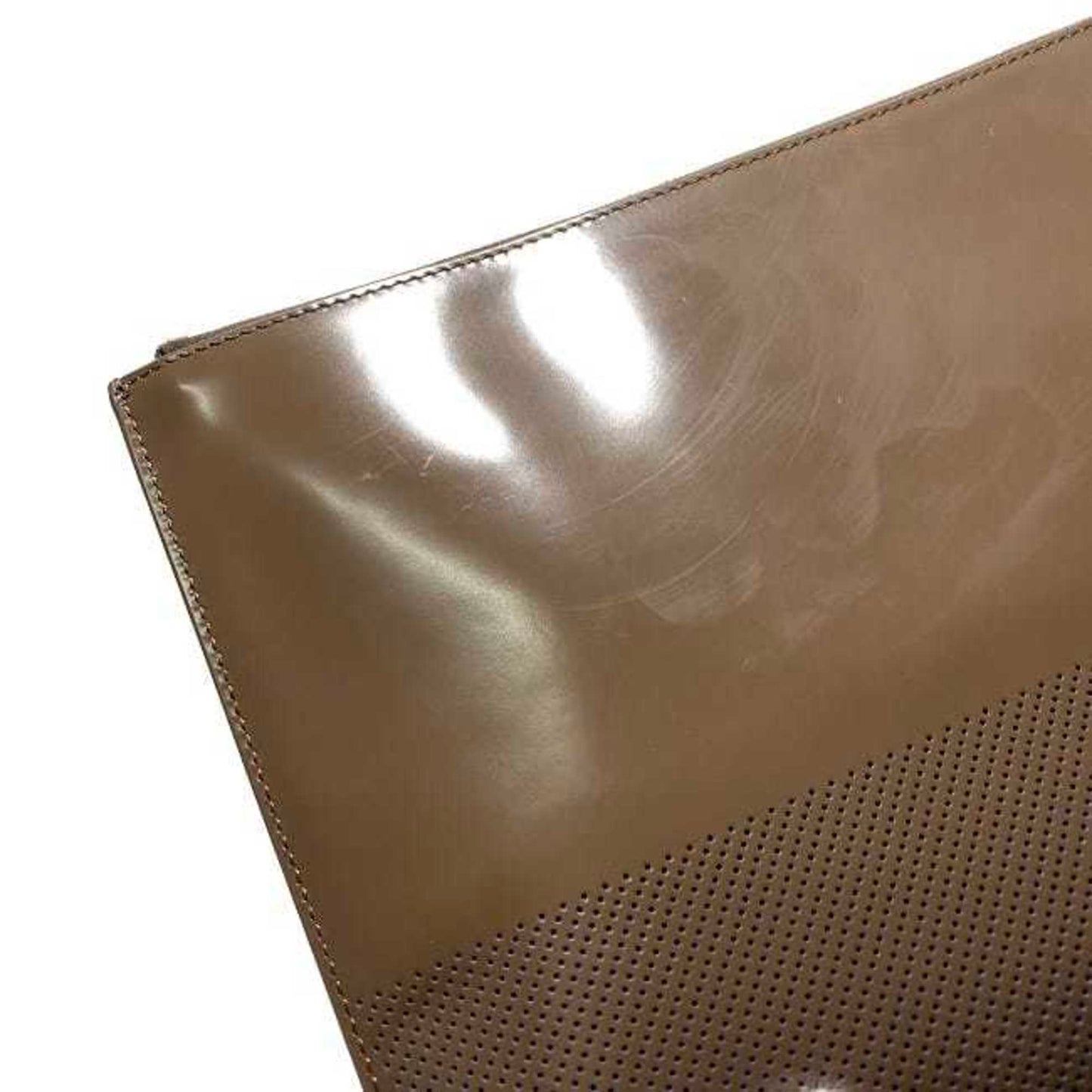 Celine Clutch Bag Brown Pouch Patent Leather Celine Punching 103713Ab4 07Oc Clutch Pouch