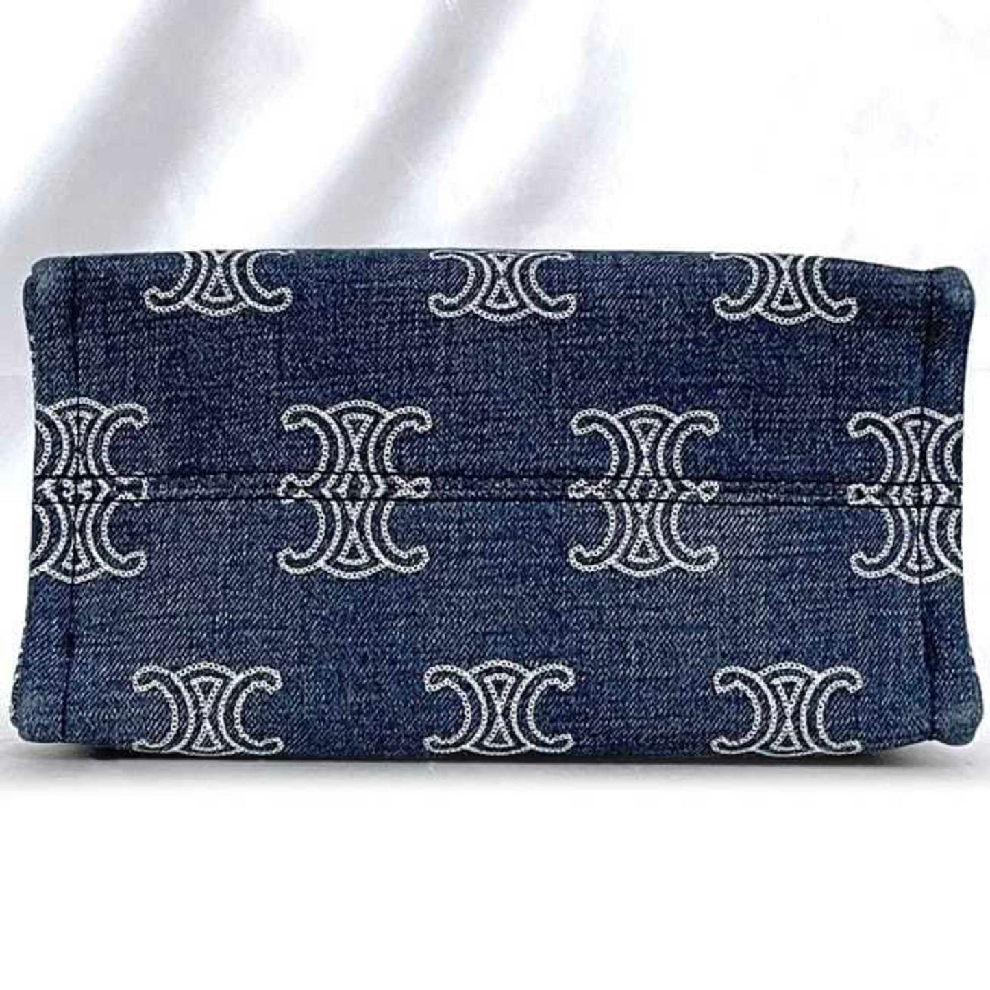 Celine 2-Way Cabatais Bag F-23699 In Blue And Brown Triomphe (199162Fed.07At) Denim