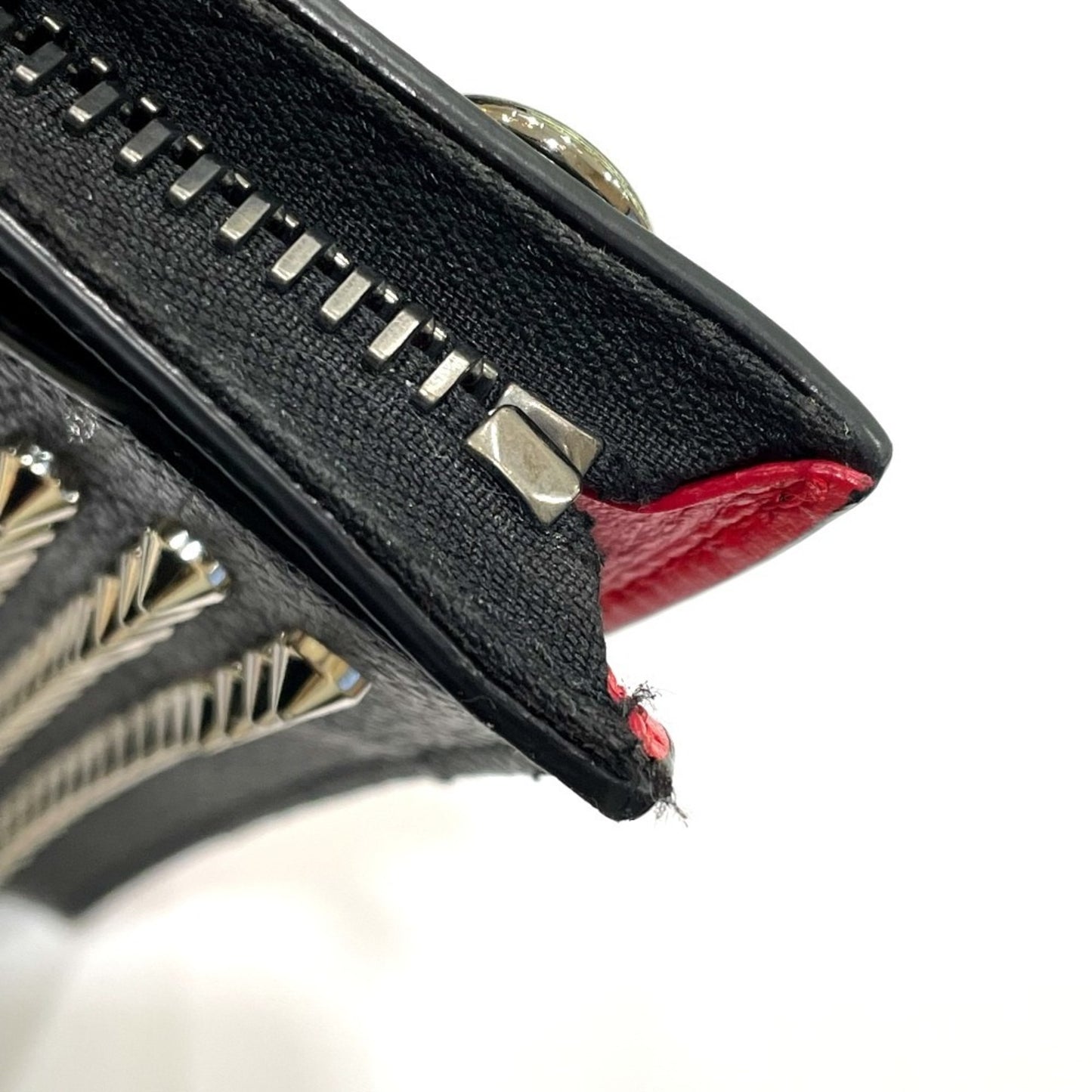 Christian Louboutin Spiked Studded Sky Pouch Clutch Bag In Black Leather