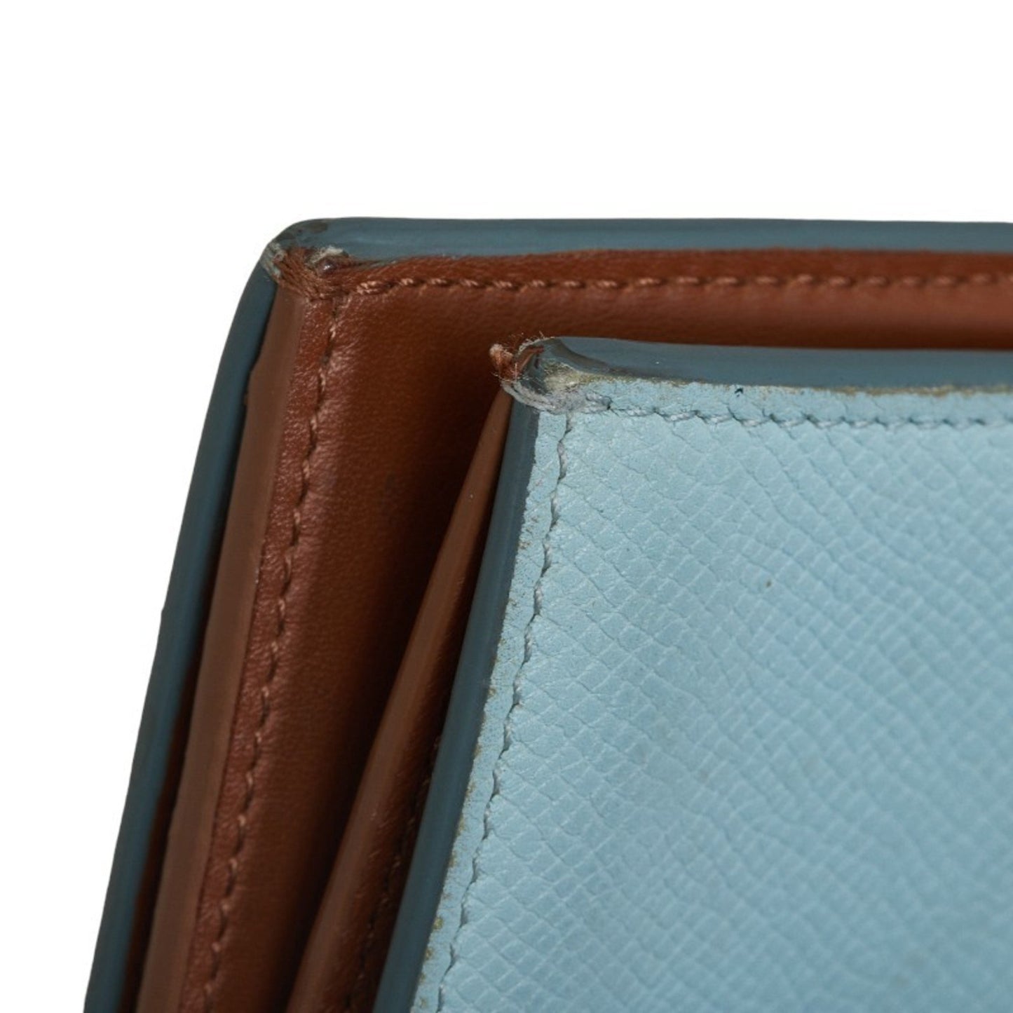 Celine Bi-Fold Wallet Blue Brown Leather