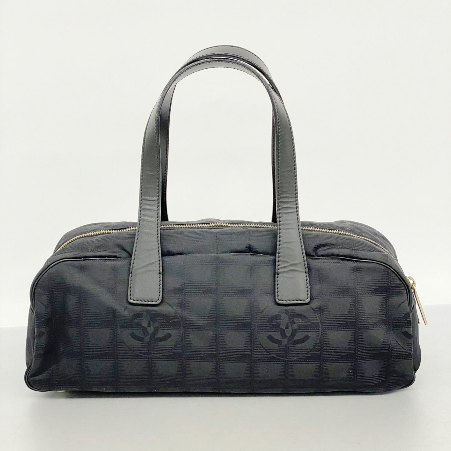 Chanel New Travel Nylon Handbag In Black Champagne