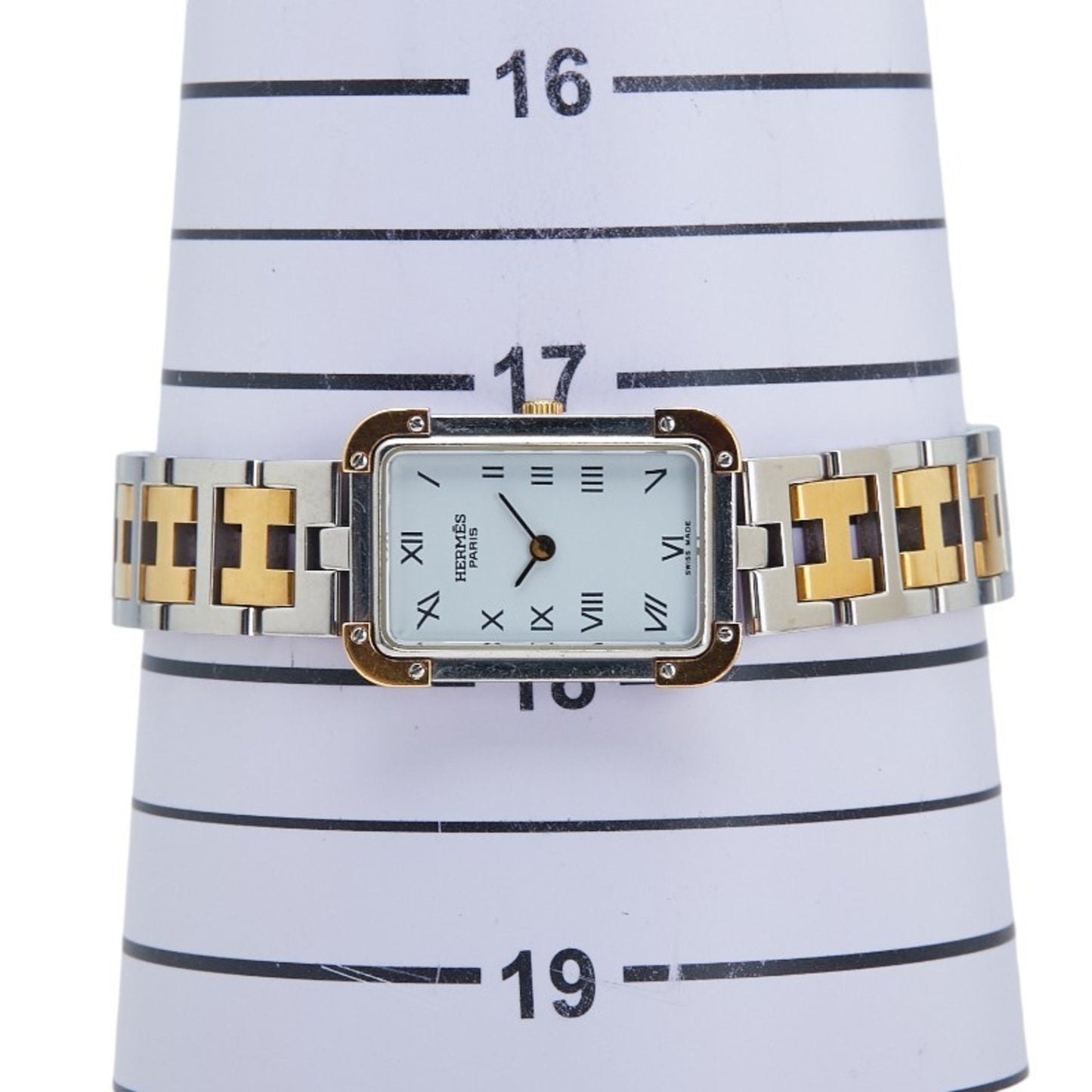 Herms Cloiseur Watch Cr1.220 Quartz Movement White Dial Stainless Steel Plated